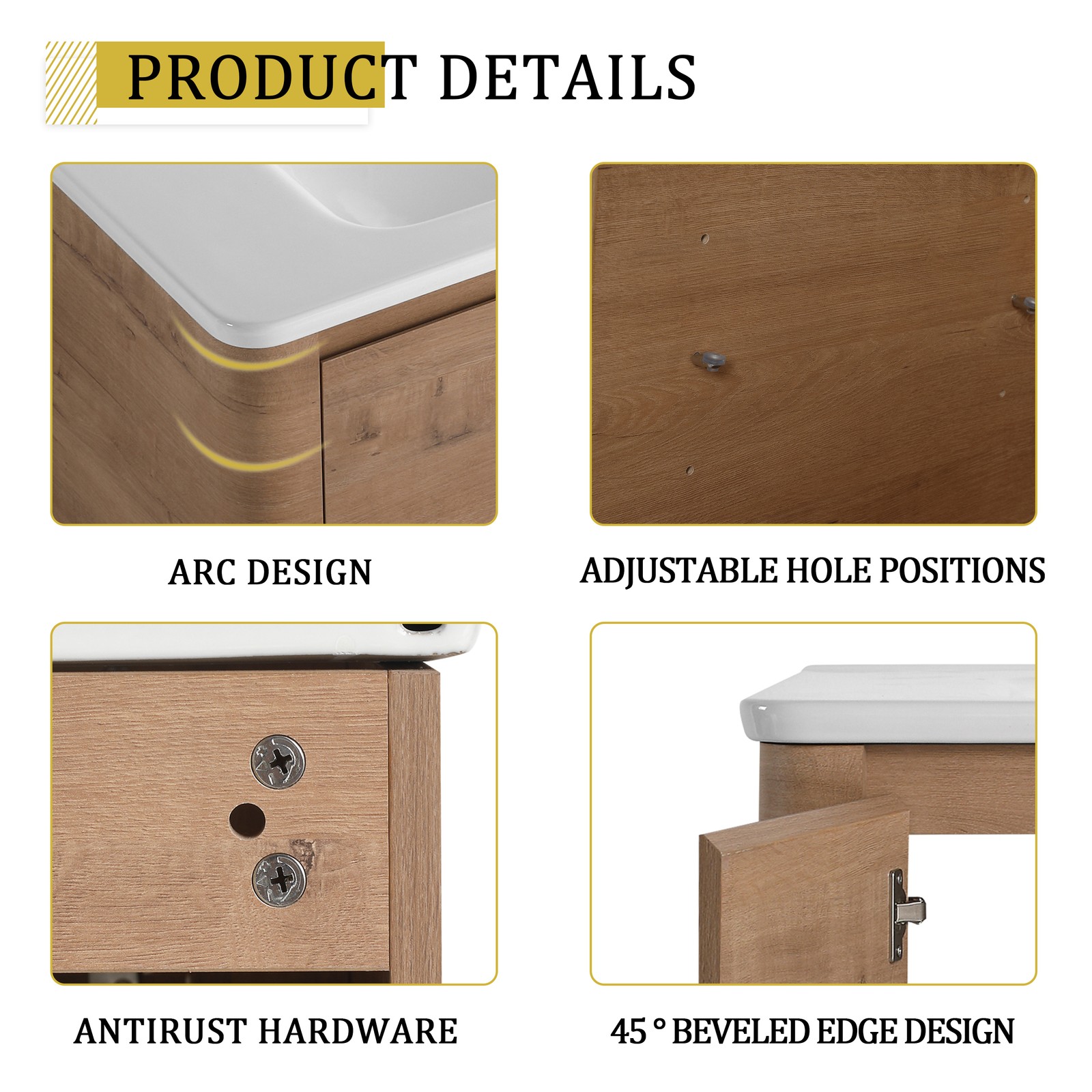 36 inch Freestanding Bathroom Vanity Cabinet W/ Ceramic Sink Basin Storage Rack