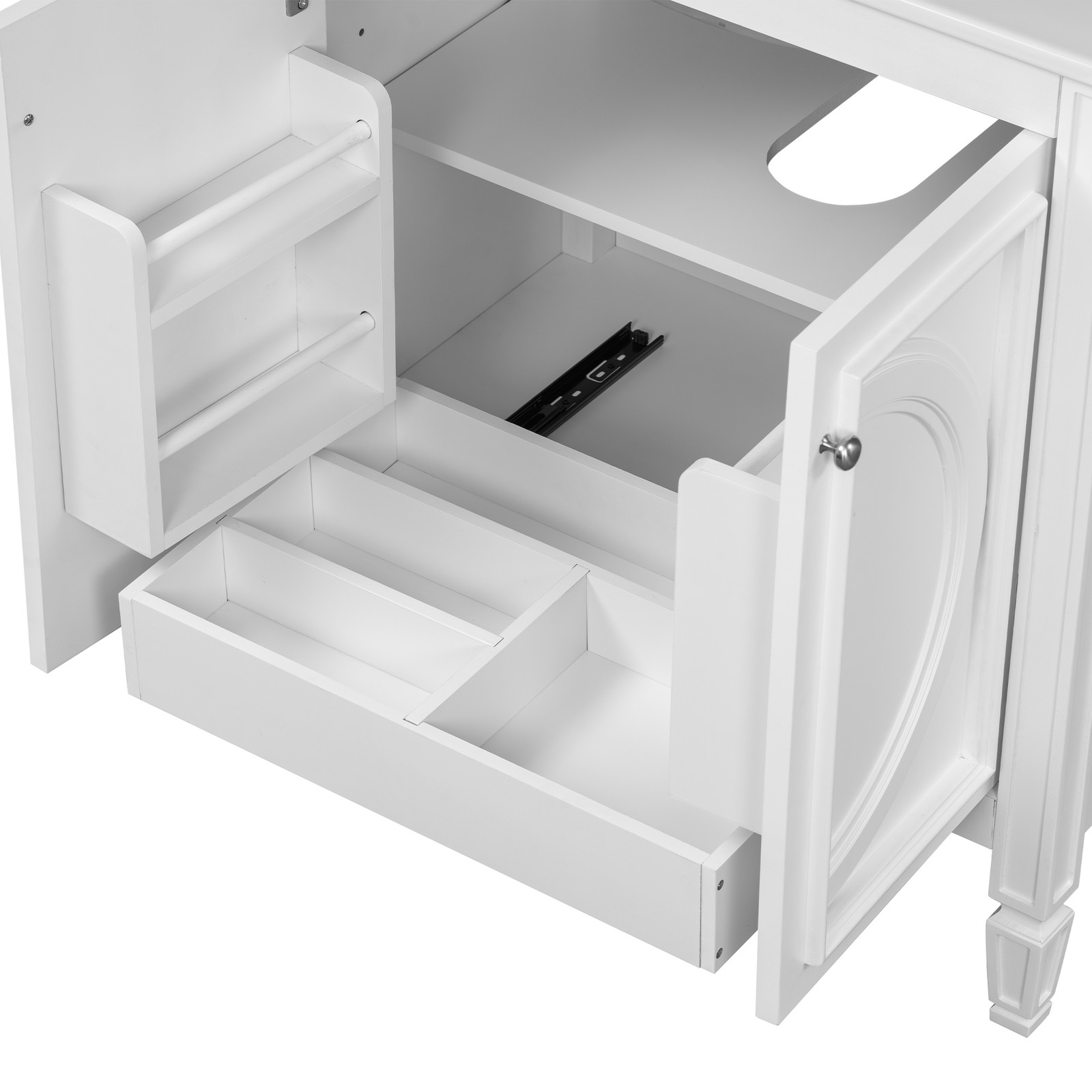 30″ Bathroom Vanity with Sink, Two Doors & Drawer, White