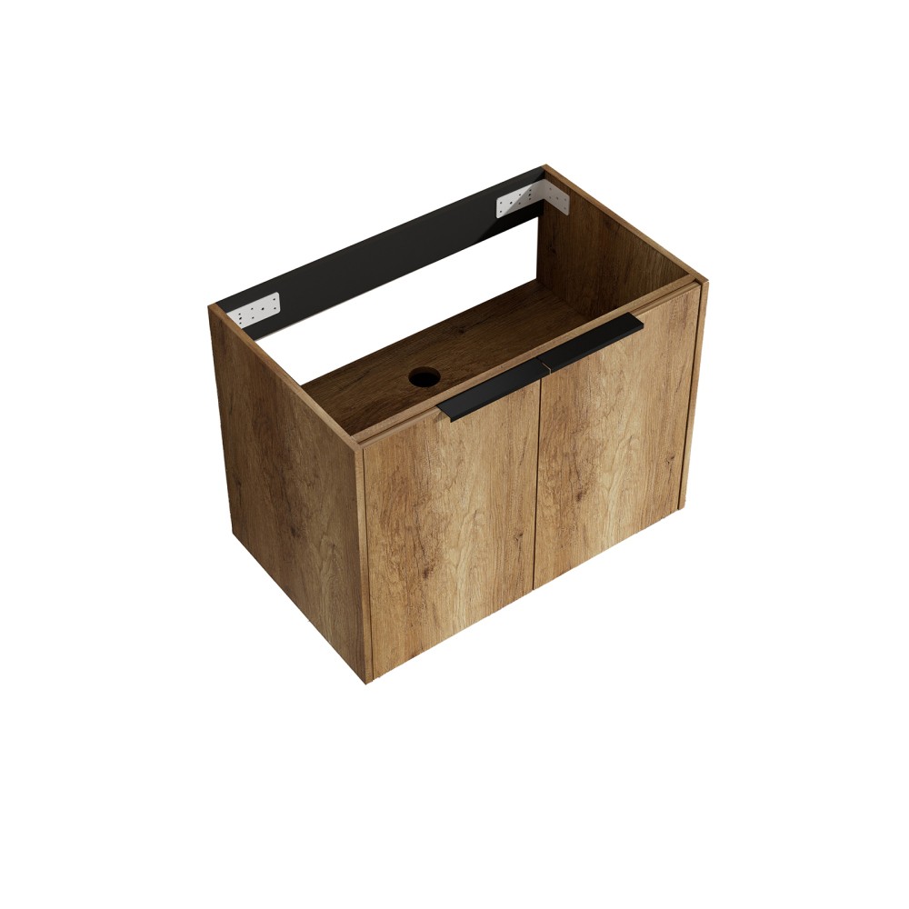 Golden Oak MDF Bathroom Vanity Without Basin Matte Finish Hydraulic Hinges