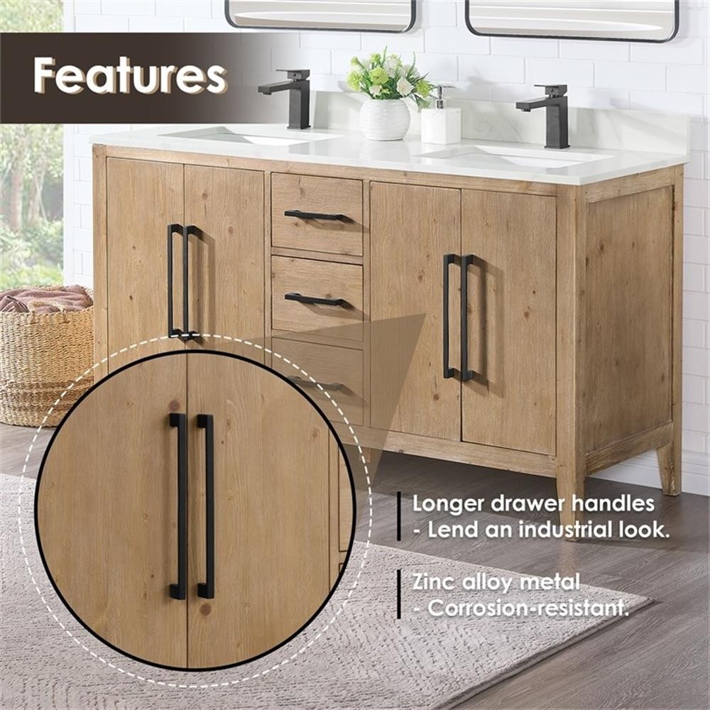 Laurel 60″ Wood Vanity Base in Weathered Fir without Top and Sink no Mirror