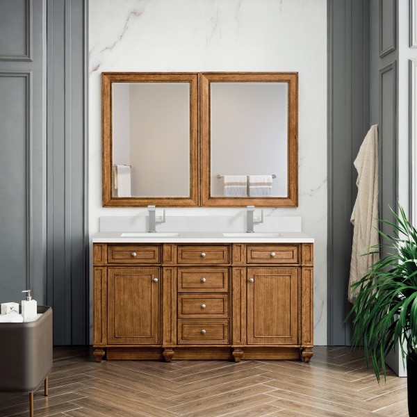 60in James Martin Bristol 157-V60D-SBR-1WZ White Zeus Silestone Double Vanity