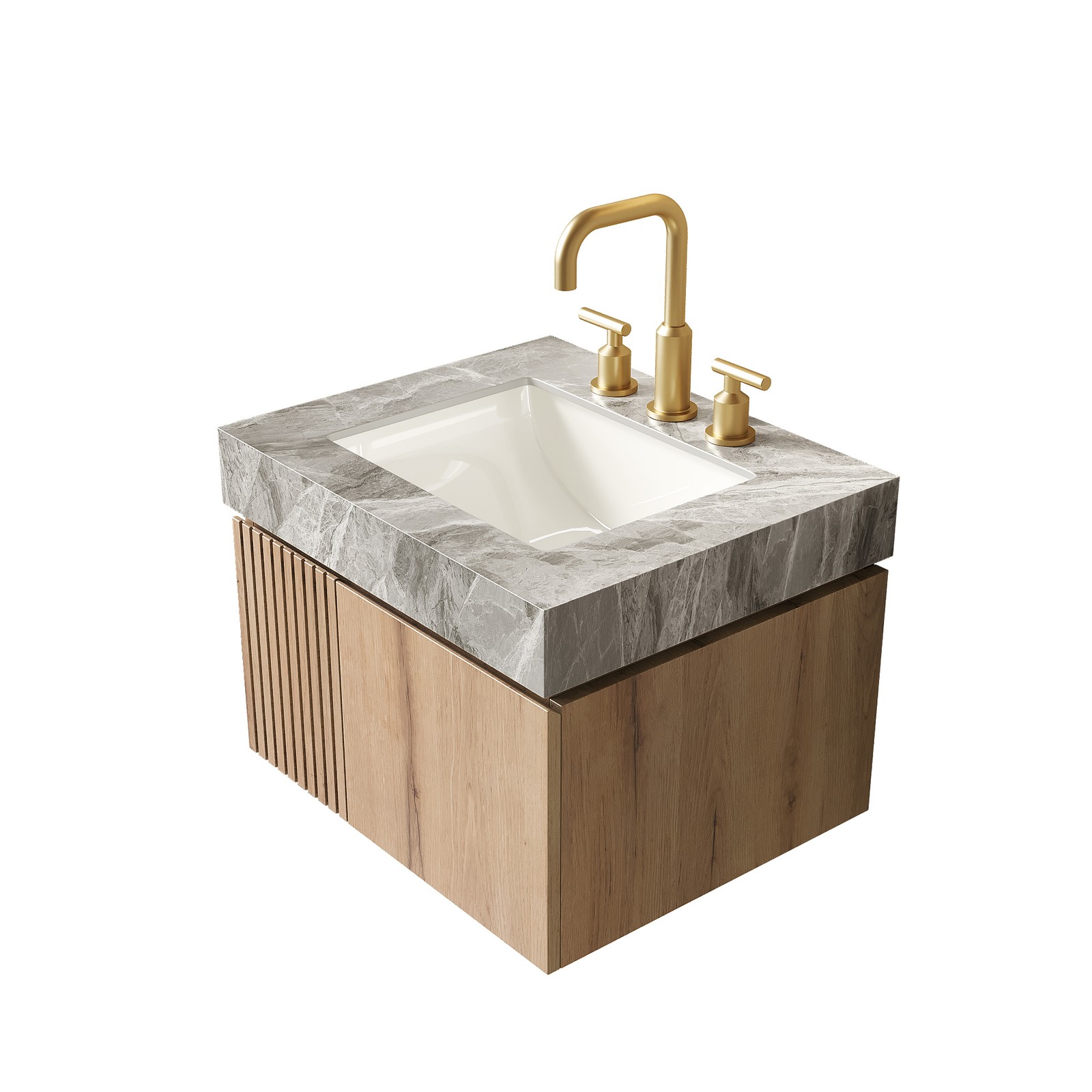 24″ Light Gray Sintered Stone Vanity Top with Undermount Ceramic Basin