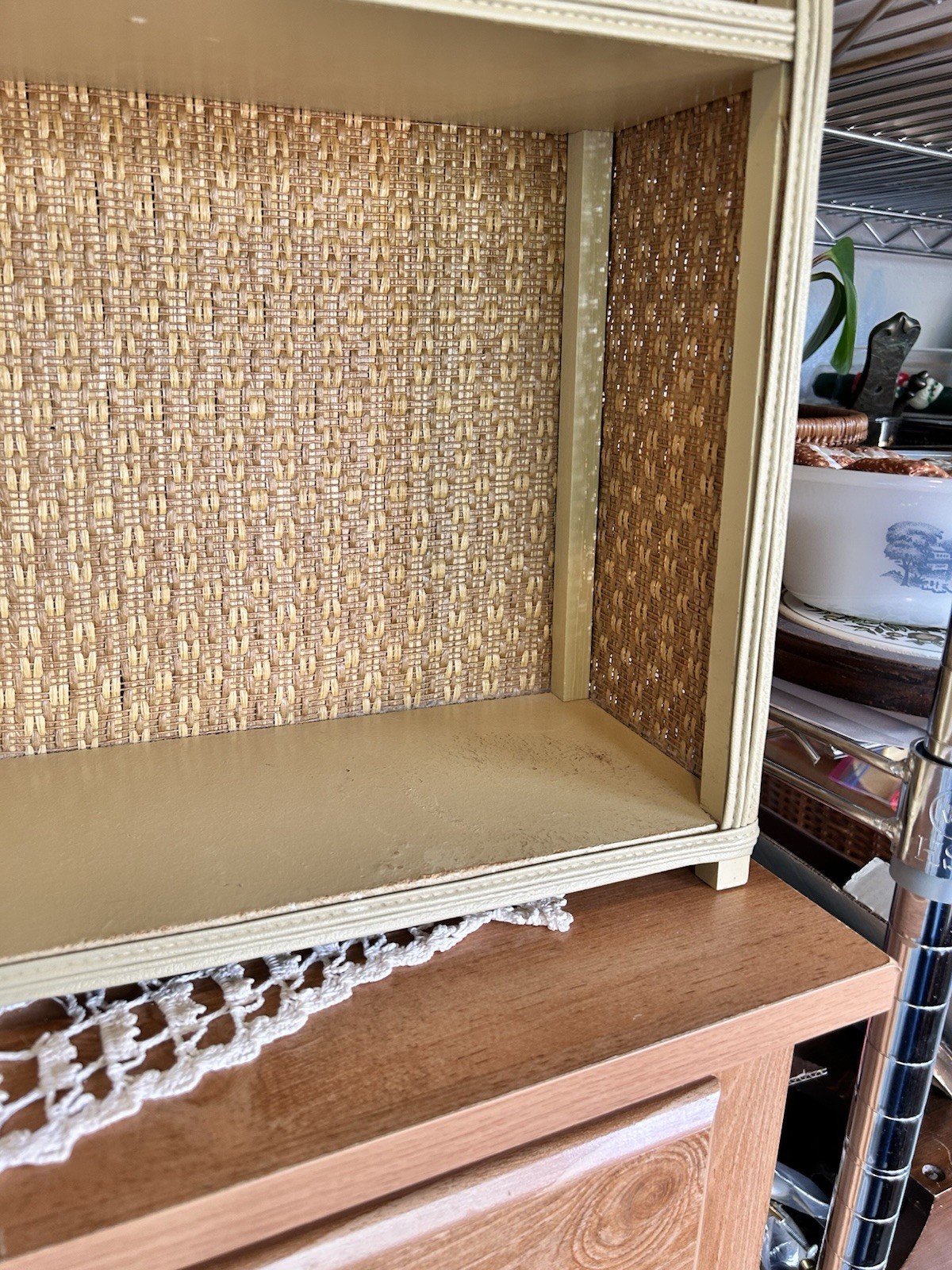 Vintage Mid Century Brown Ratten Vanity Shelf-Tabletop Or Wall