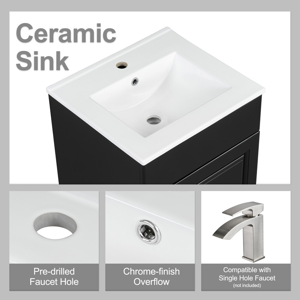 20″ Bathroom Vanity w/Sink, Freestanding Vanity Storage Cabinet,Adjustable Shelf