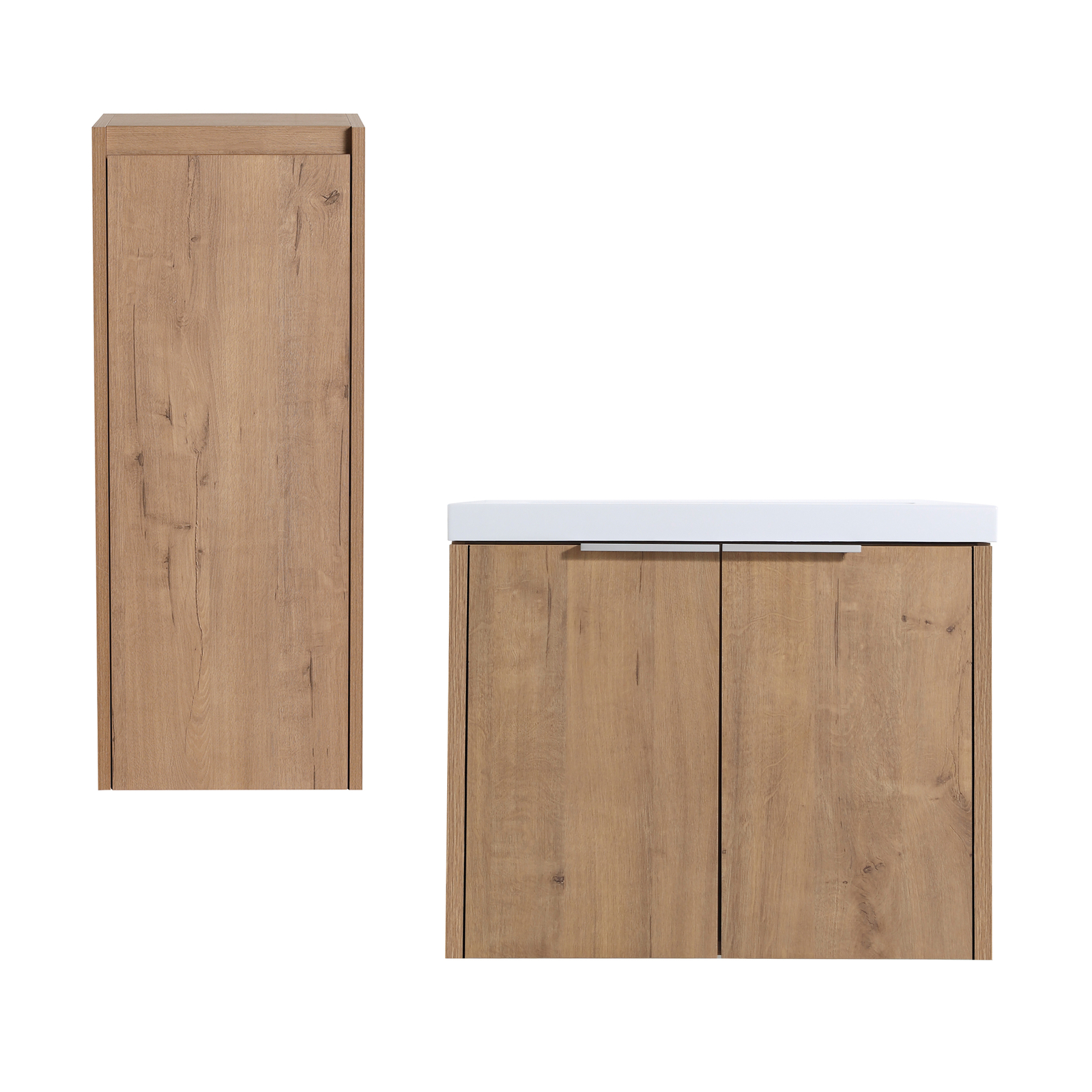 24 Inch Plywood Floating Wall-Mounted Vanity Bathroom with Sink and Side Cabinet