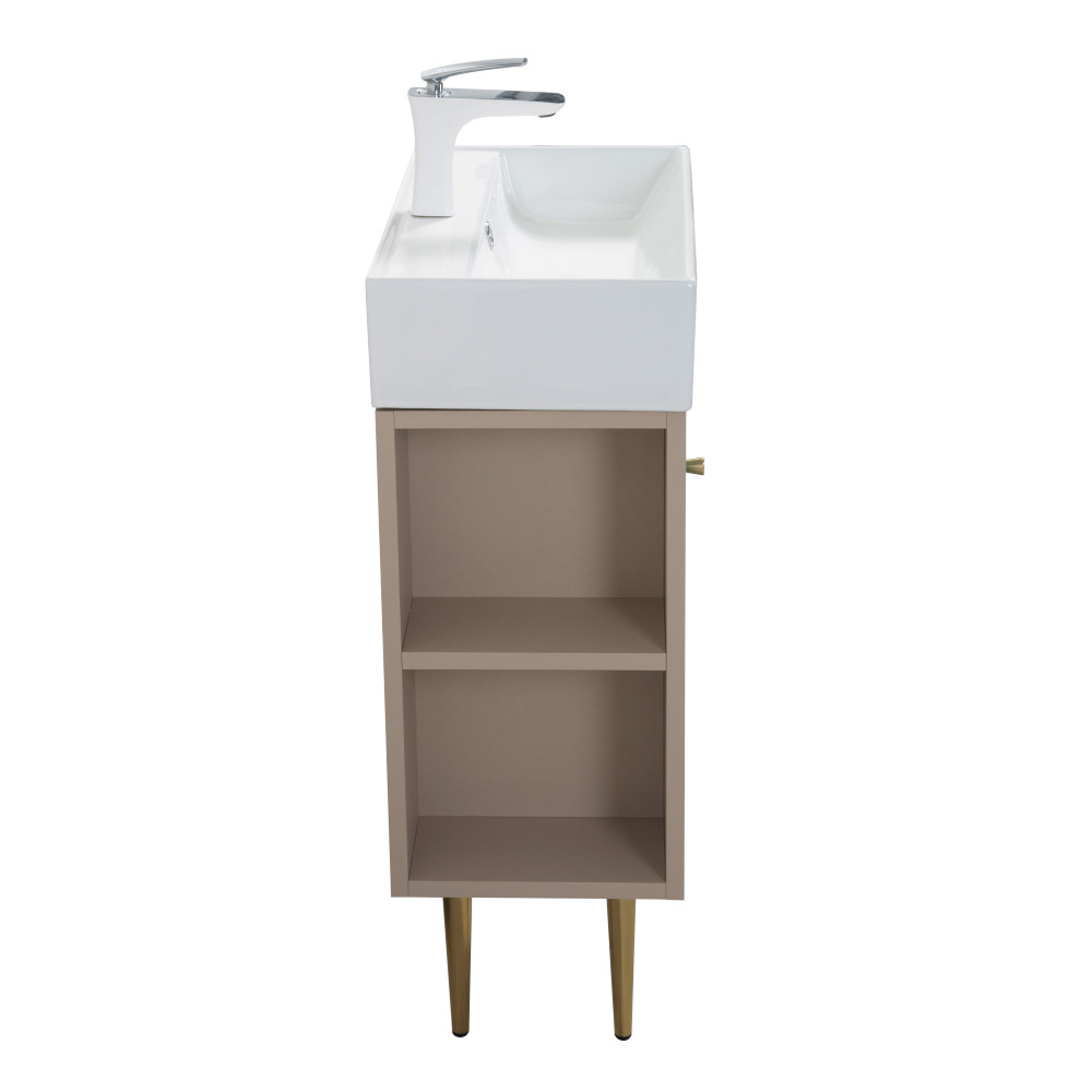 Green Vanity Base w/ Open Shelf, Storage Cabinet for Bathroom, Soft-Close Door