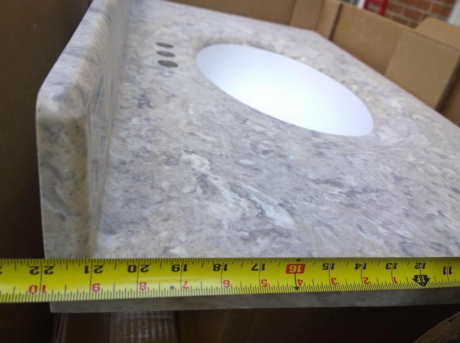 NIB Bathroom Premium CULTURED River-Bottom GRANITE Vanity Cabinet Top SINK 37×22