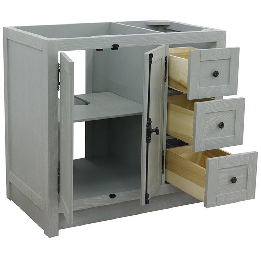 Plantation 36″ Single Solid Wood Vanity with Left Door in Gray Ash