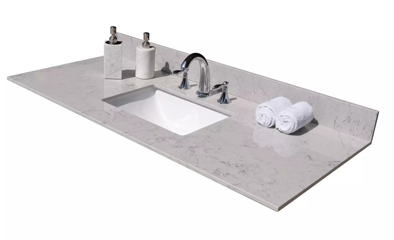 Montary 49×22 Bathroom Stone Vanity Top Gray Engineered Marble Color MGHZSPT4922