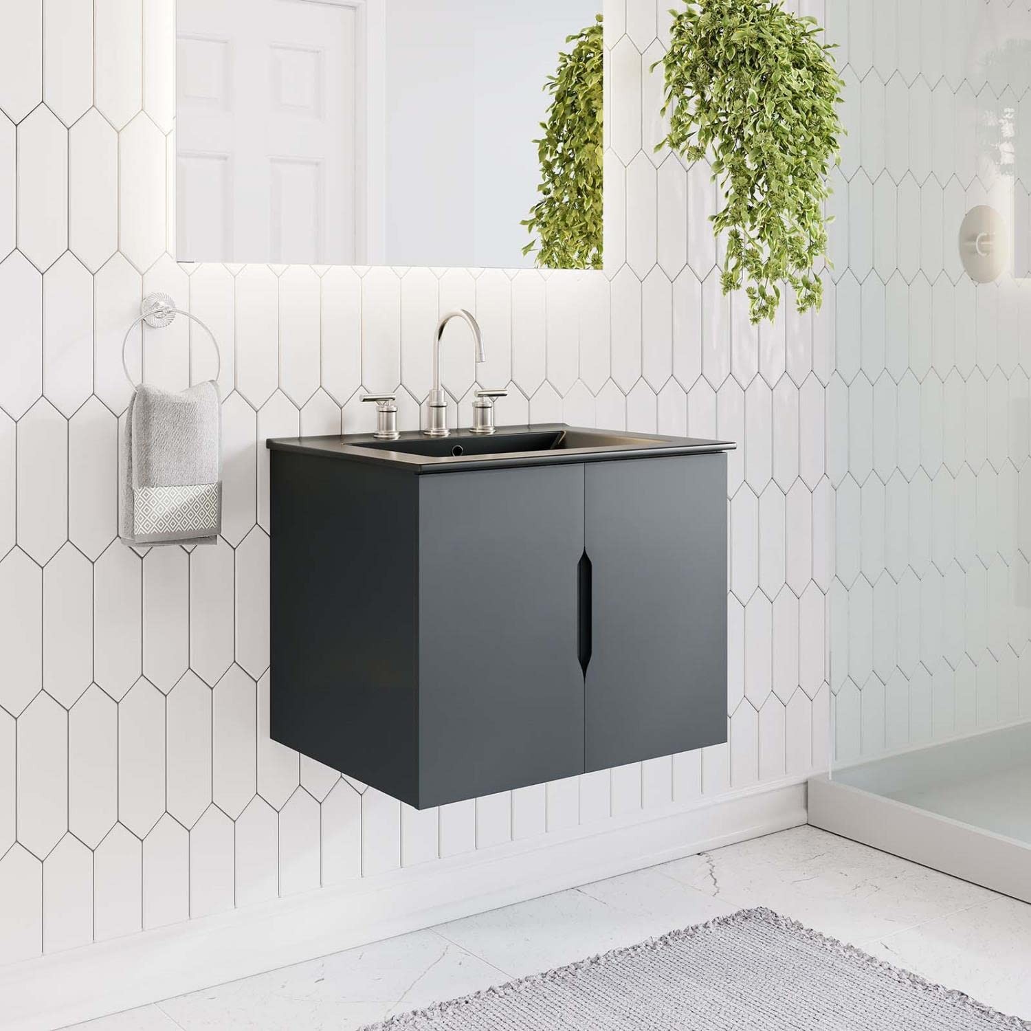 Modway Vitality 23″ MDF and Particleboard Bathroom Vanity Cabinet in Gray