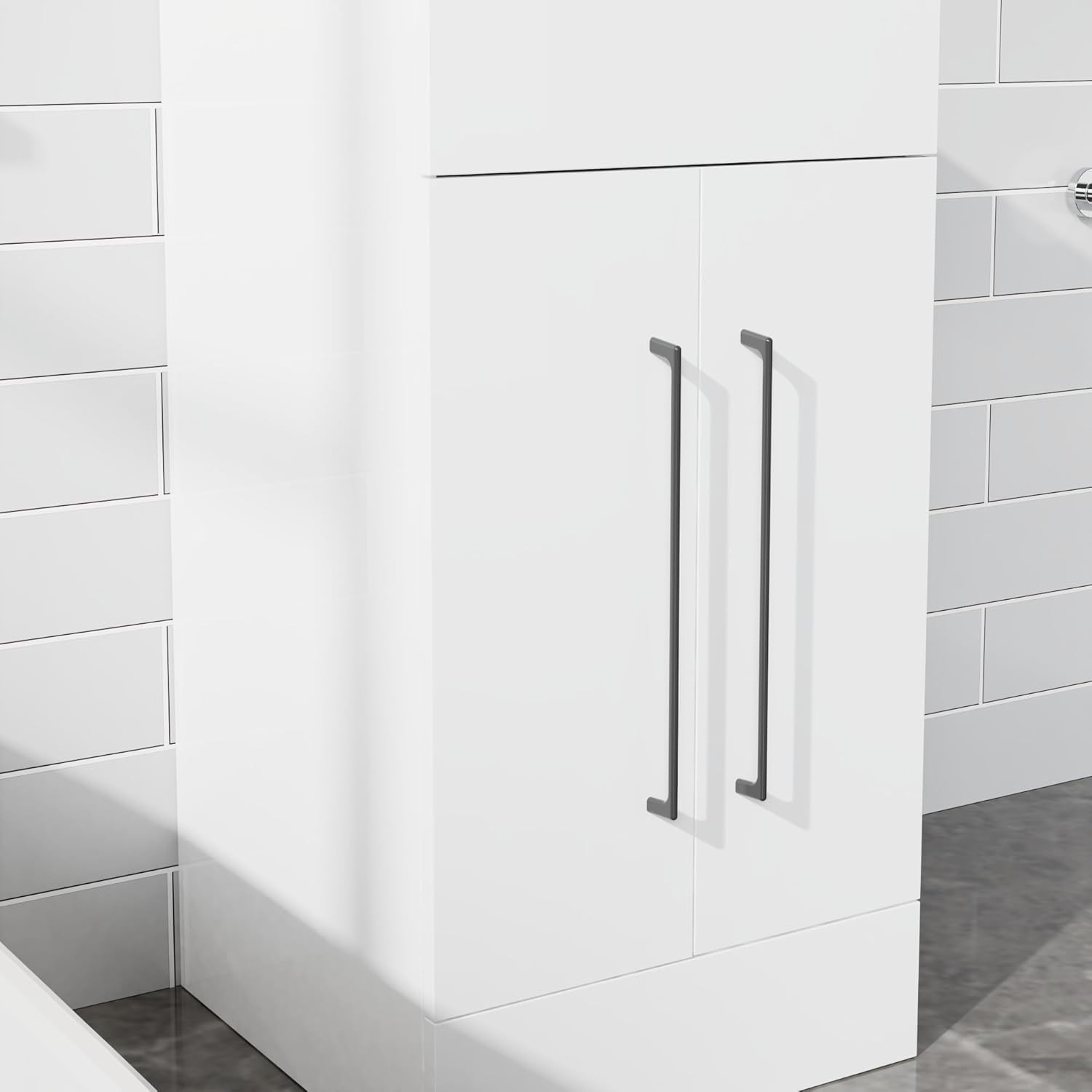 White Freestanding Bathroom Vanity 16″ Single Sink Cabinet 2 Door Storage
