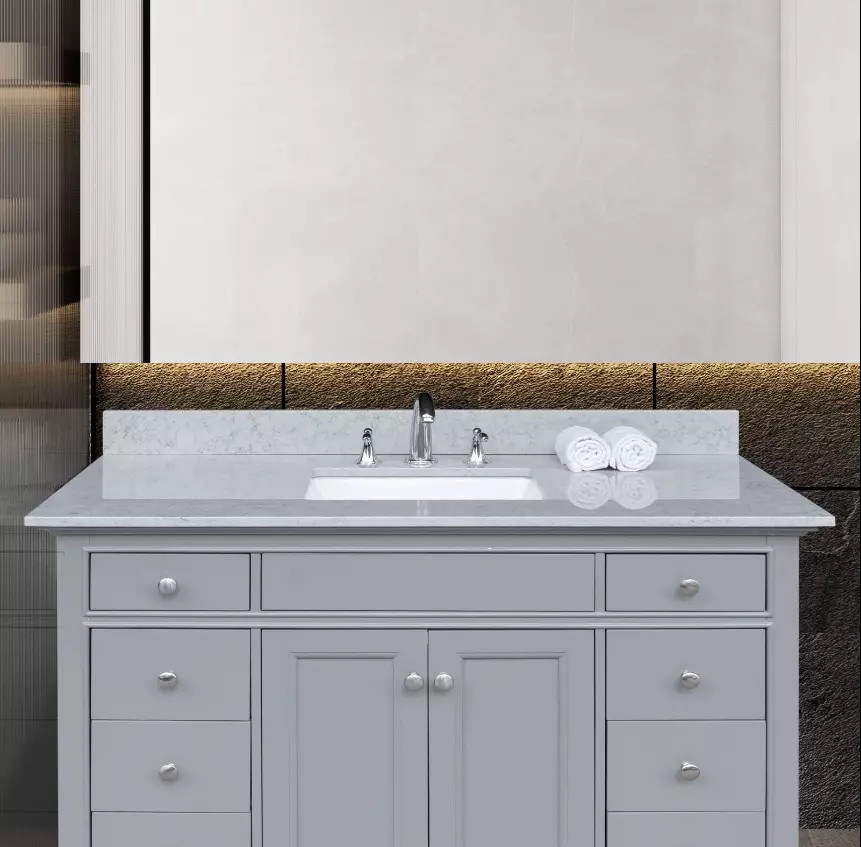 Montary 49×22 Bathroom Stone Vanity Top Gray Engineered Marble Color MGHZSPT4922