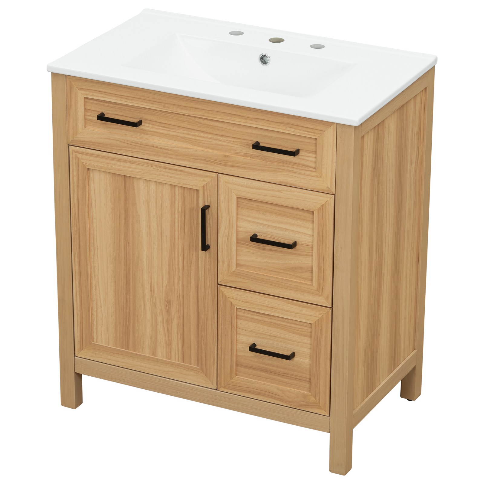 30″ Bathroom Vanity Solid Wood Frame W/Soft Close Door 2 Drawers Storage Cabinet
