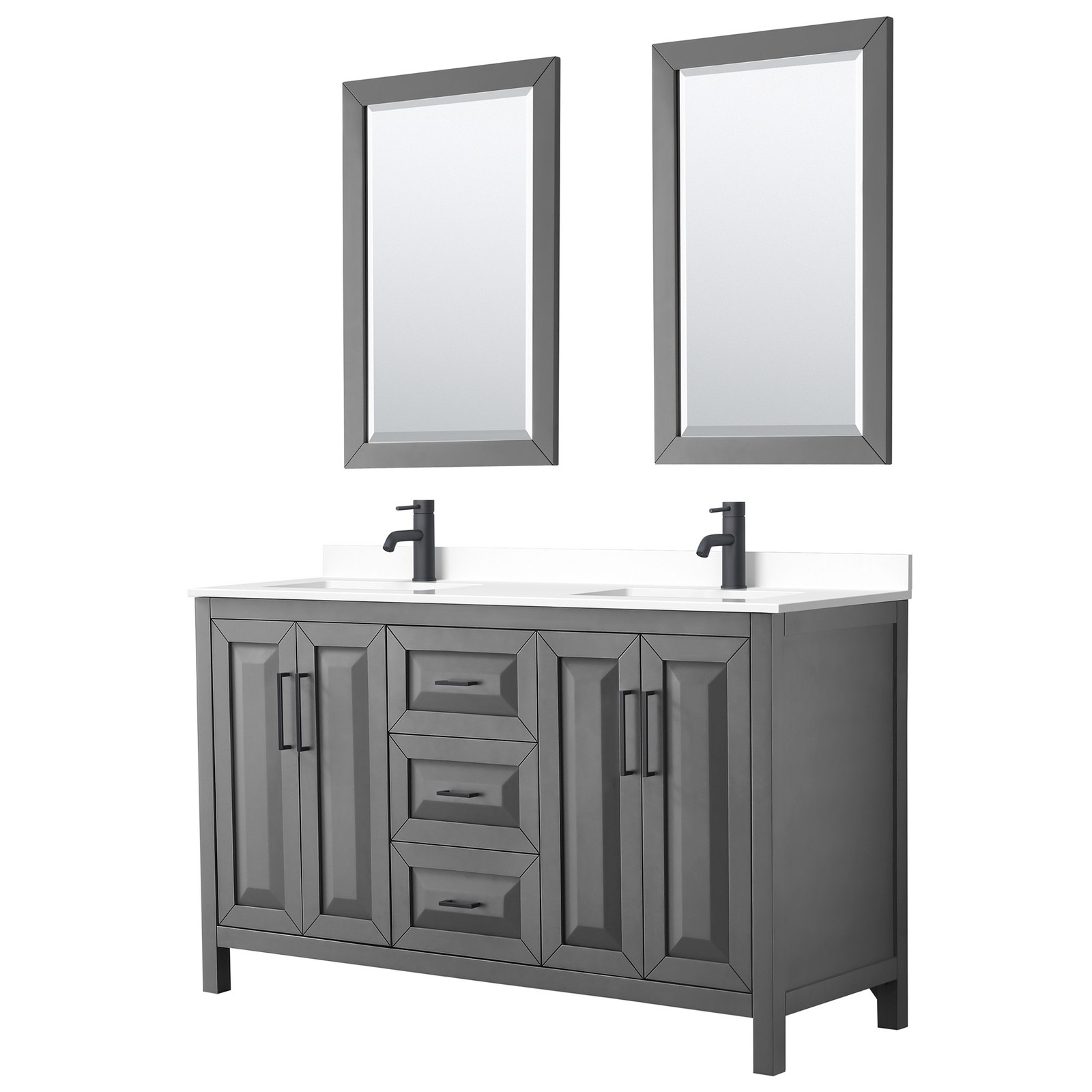 Wyndham Collection WCV252560D-VCA-M24 Daria 60″ – Dark Gray / White Cultured