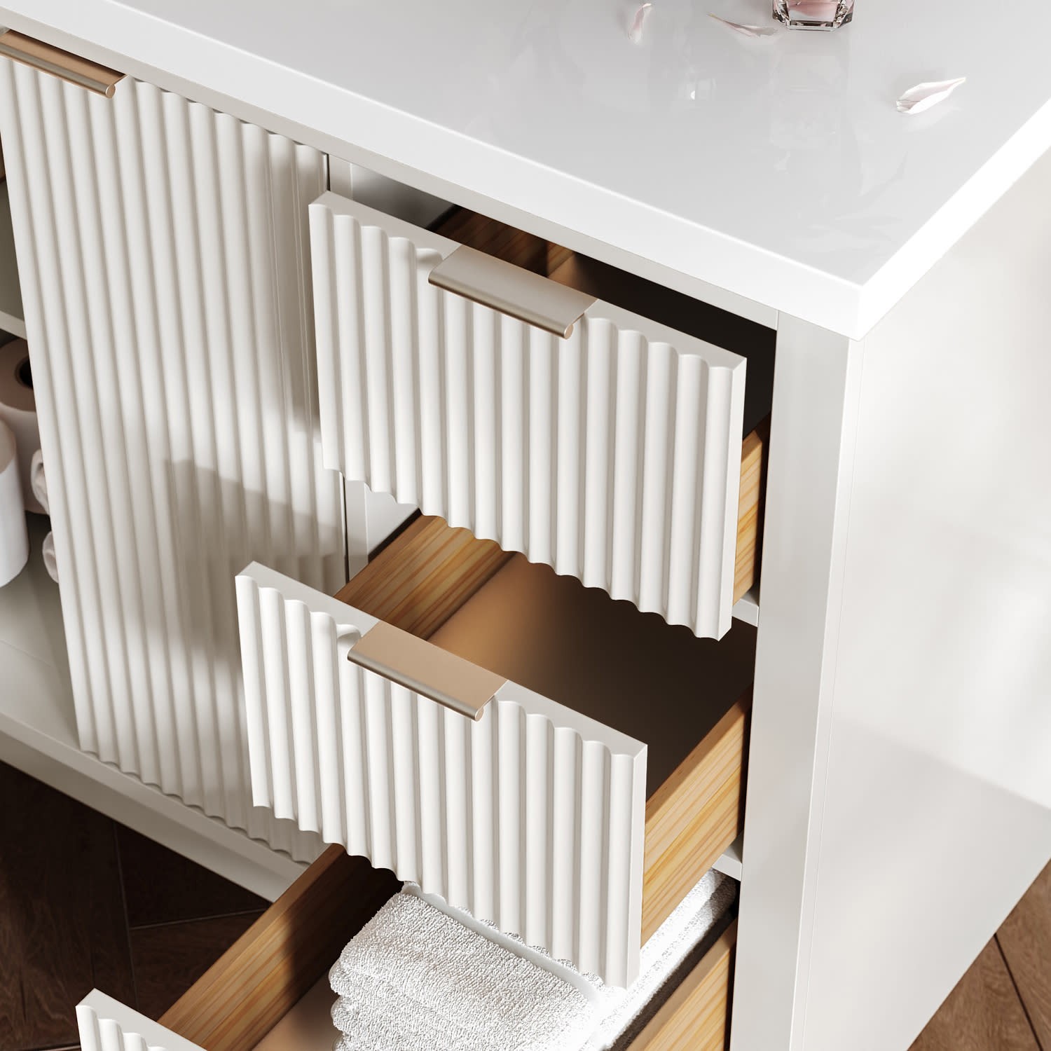 Ariel P55WQRVO Milan 55″ – Warm White / Pure White Quartz Top / Brushed Nickel