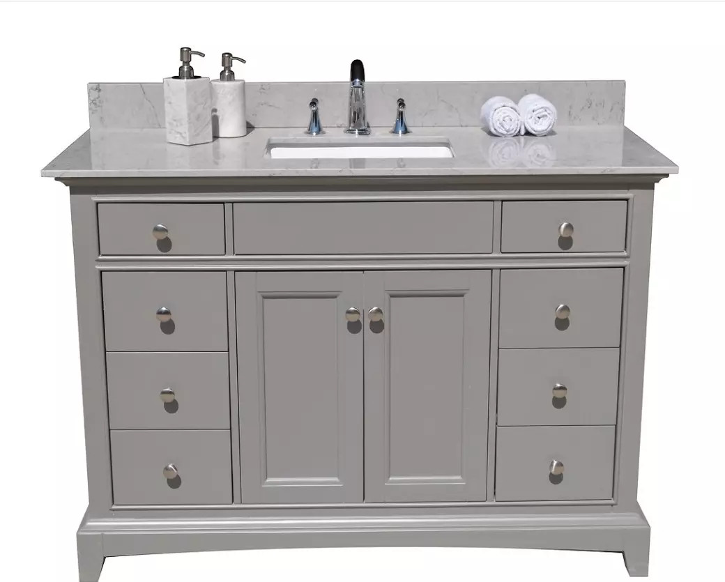 Montary 49×22 Bathroom Stone Vanity Top Gray Engineered Marble Color MGHZSPT4922
