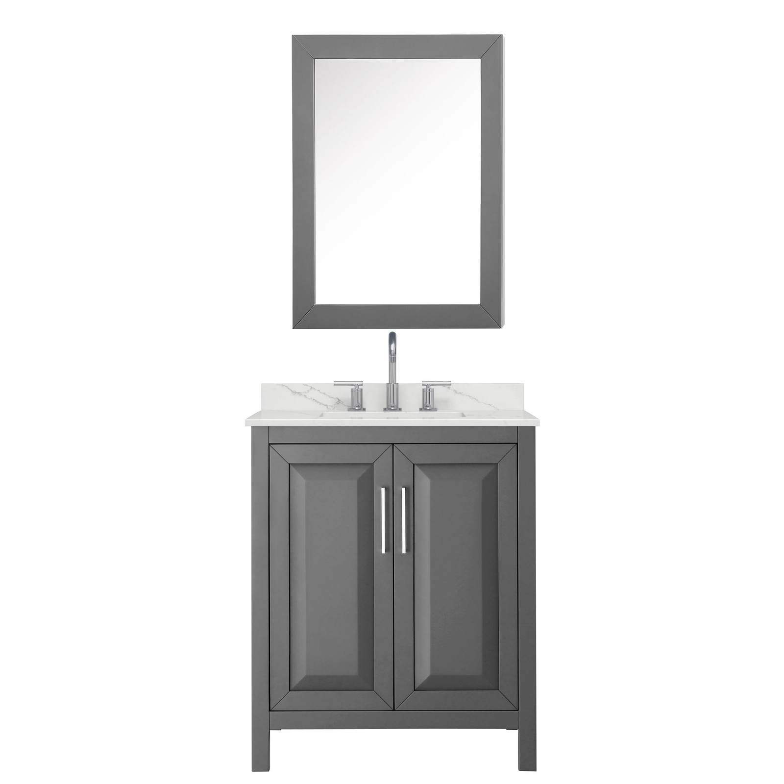 Wyndham Collection WCV252530S-QTZ-US3MED Daria 30″ – Dark Blue / Giotto Quartz
