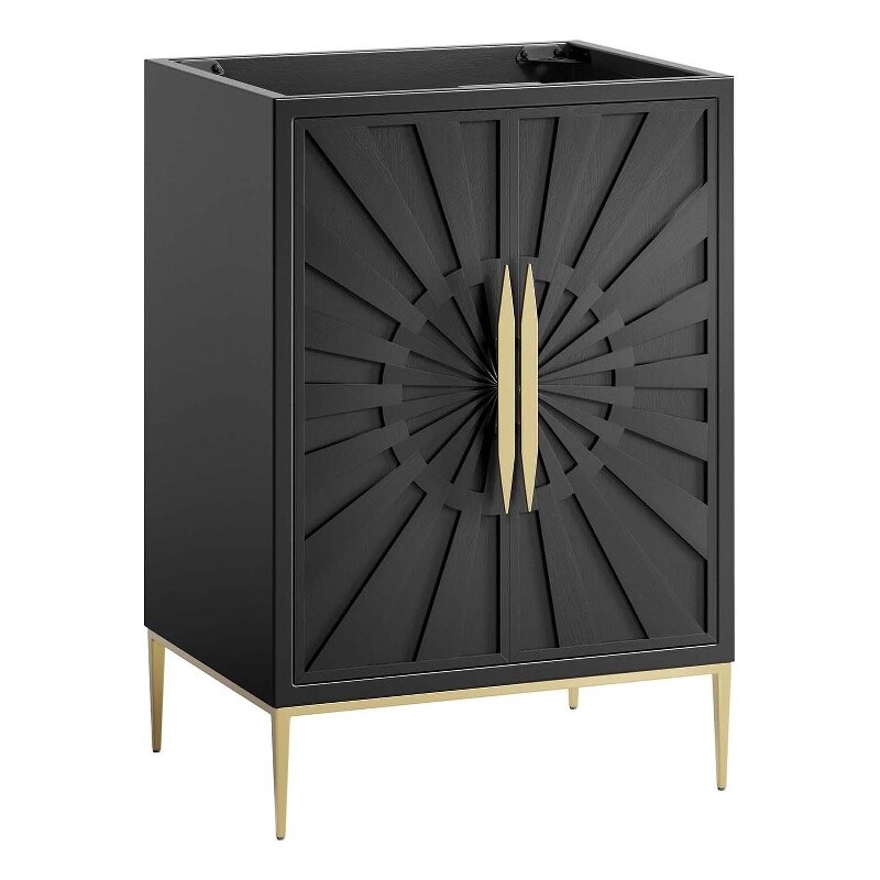 Modway Awaken 24″ Solid Wood and MDF Bathroom Vanity Cabinet in Black