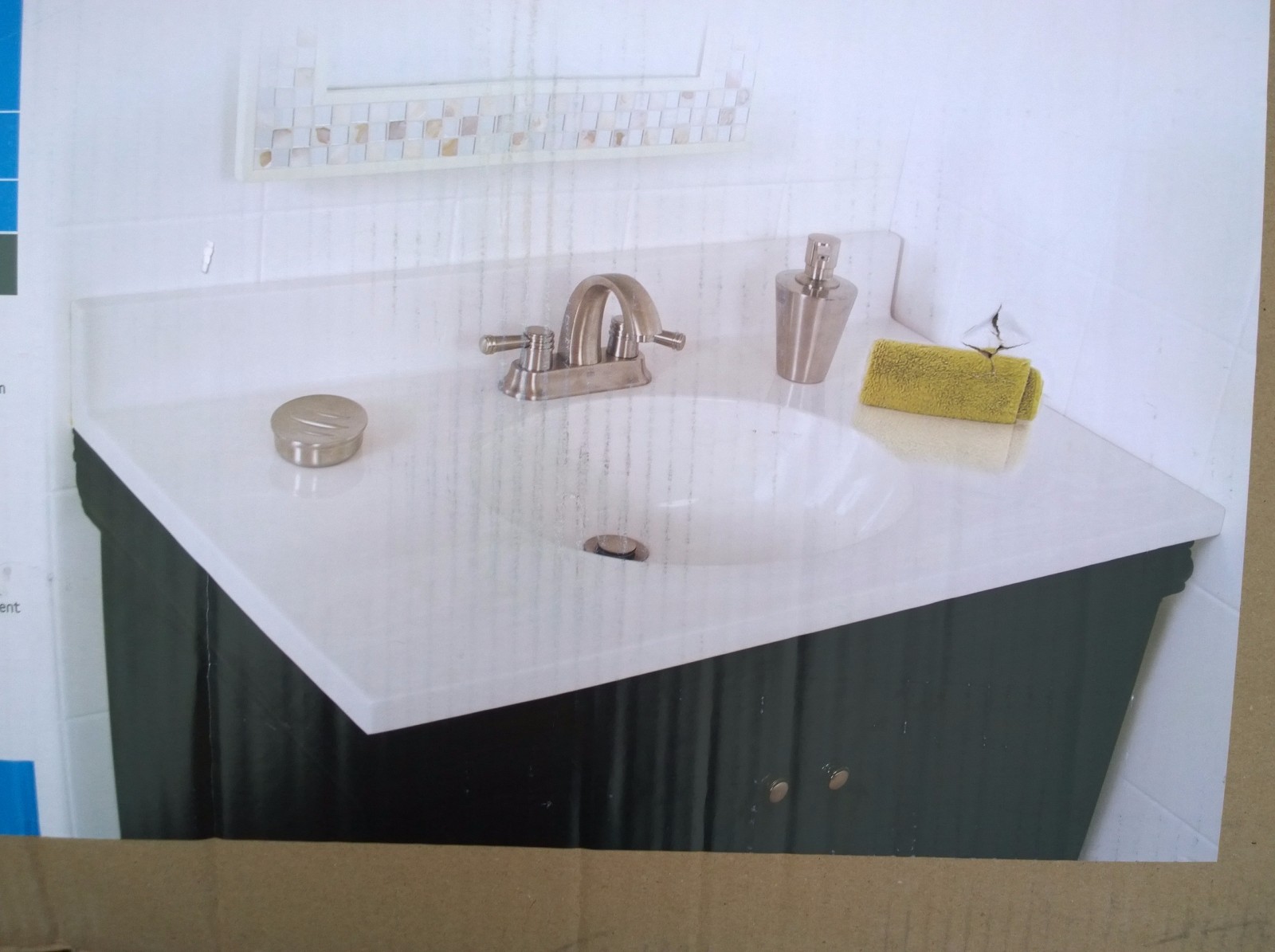 NIB Nice Bathroom White Cultured-Marble VANITY TOP w/ SINK 31″W x 22″D