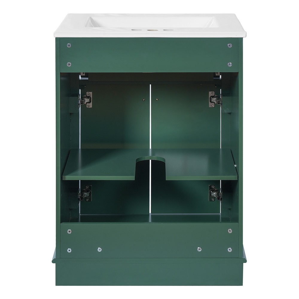 24″ Bathroom Vanity with Sink, Freestanding Bath Vanity Cabinet, Tip-Out Drawer