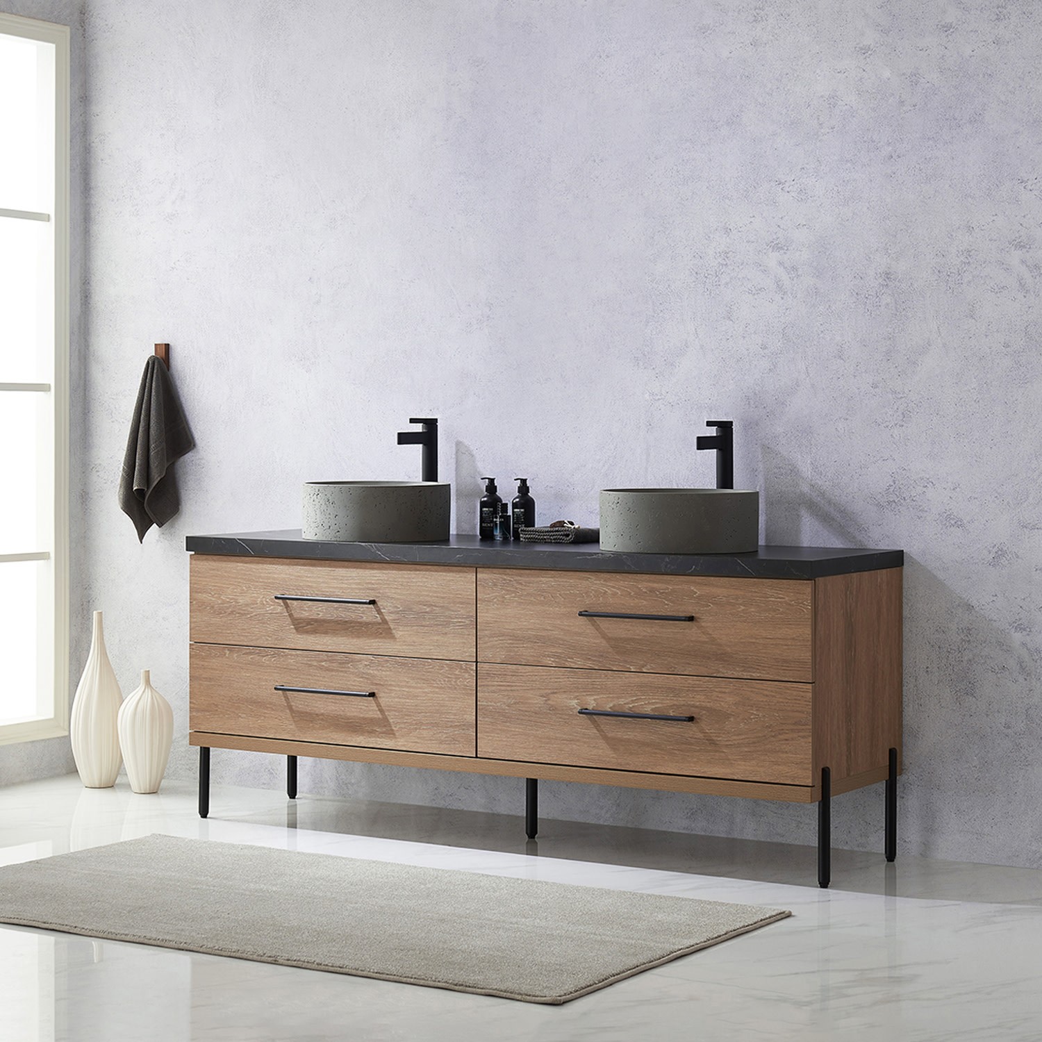 Miseno MV-NM-705172R Trento 72″ – North American Oak / Black