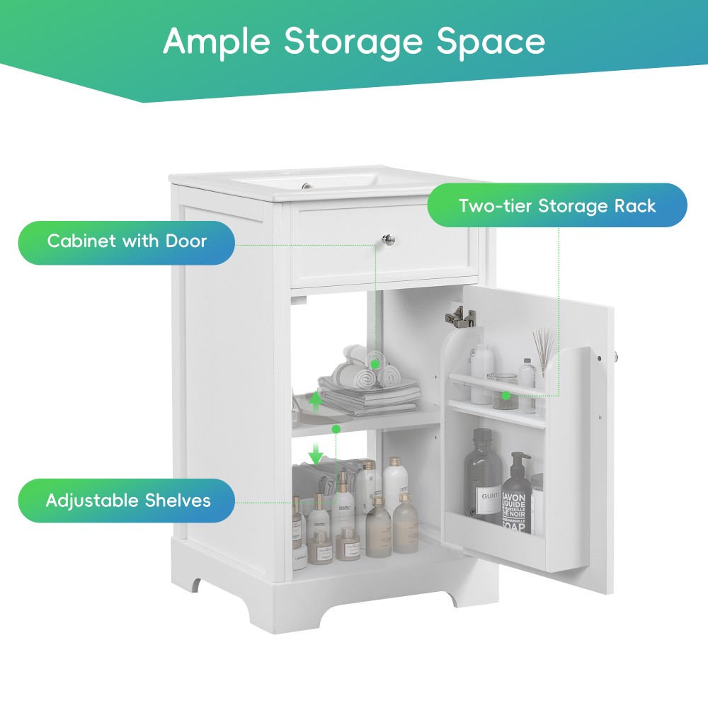 Bathroom Vanity W Sink Bathroom Cabinet W Soft Closing Door Storage Rack