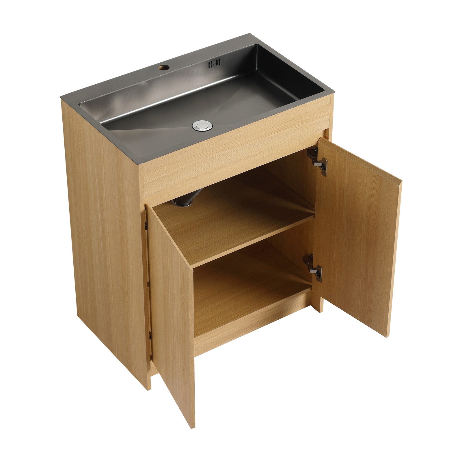 28″ Freestanding Bathroom Vanity/Laundry Utility Cabinet Stainless Steel Sink