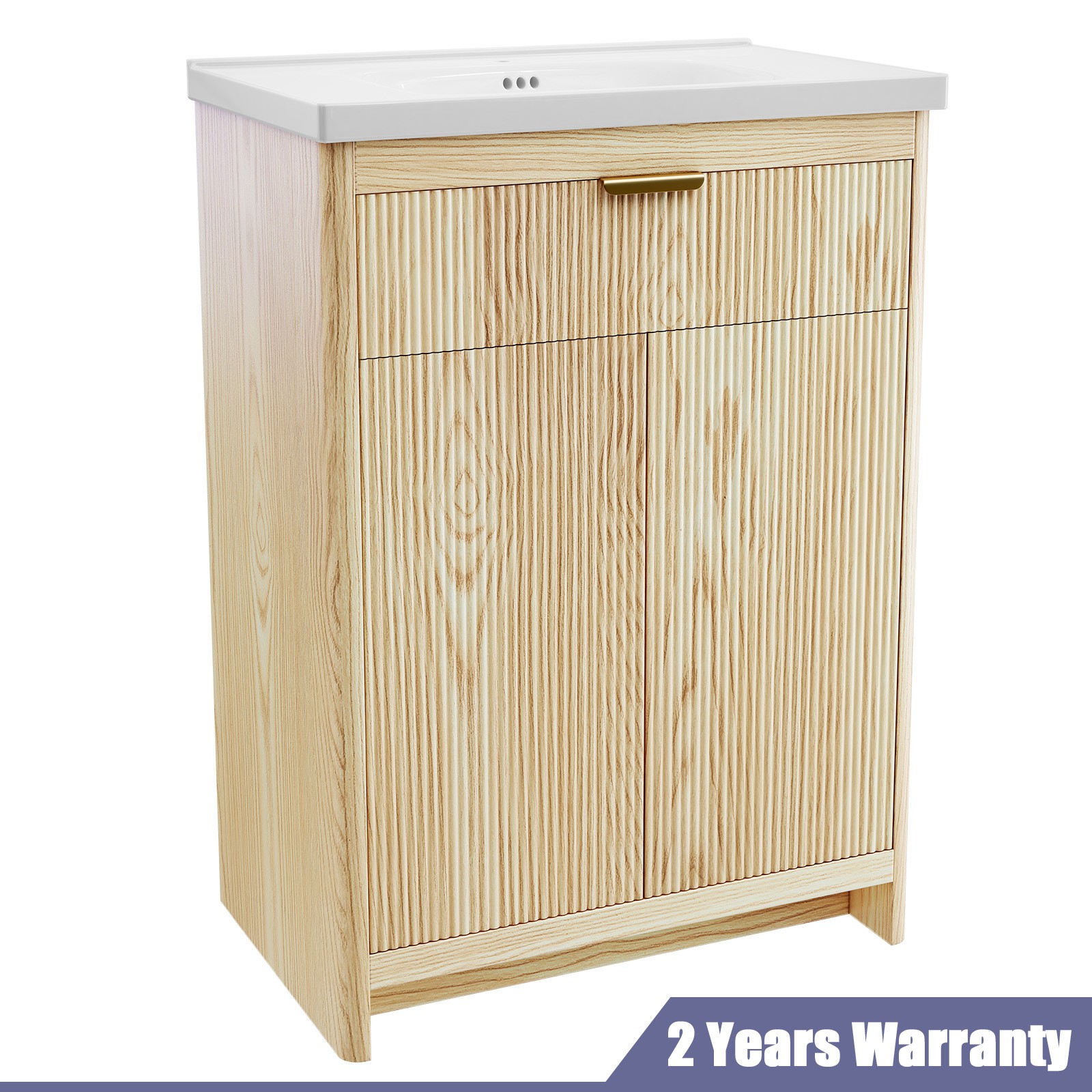 Bathroom Vanity Ceramic Sink Cabinet Freestanding Wooden Storage Cabinet