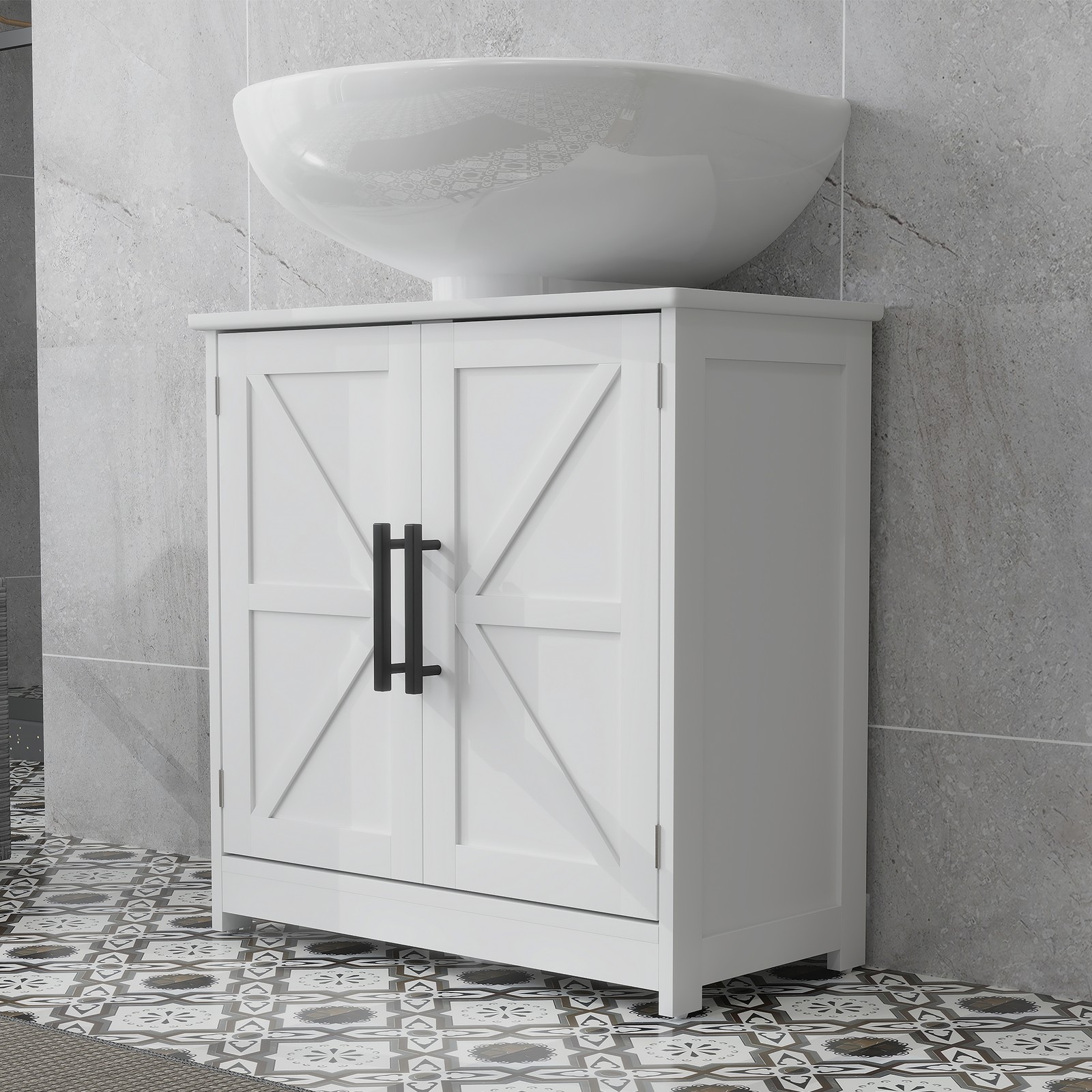 Pedestal Sink Storage Cabinet, Bathroom Sink Cabinet, White