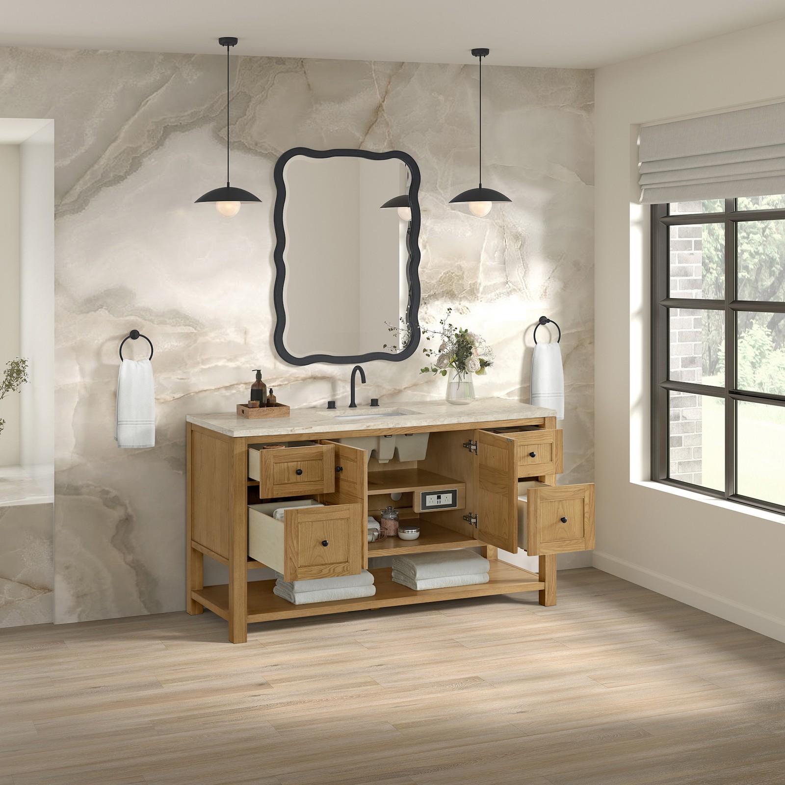 James Martin Vanities 330-V60S-3TJR Breckenridge 60″ – Light Natural Oak