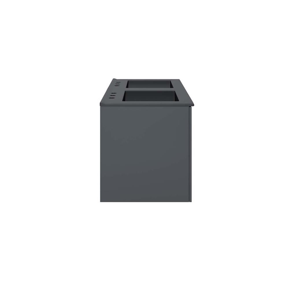 Modway Vitality 48″ Double Sink Wood & Ceramic Bathroom Vanity in Gray/Black
