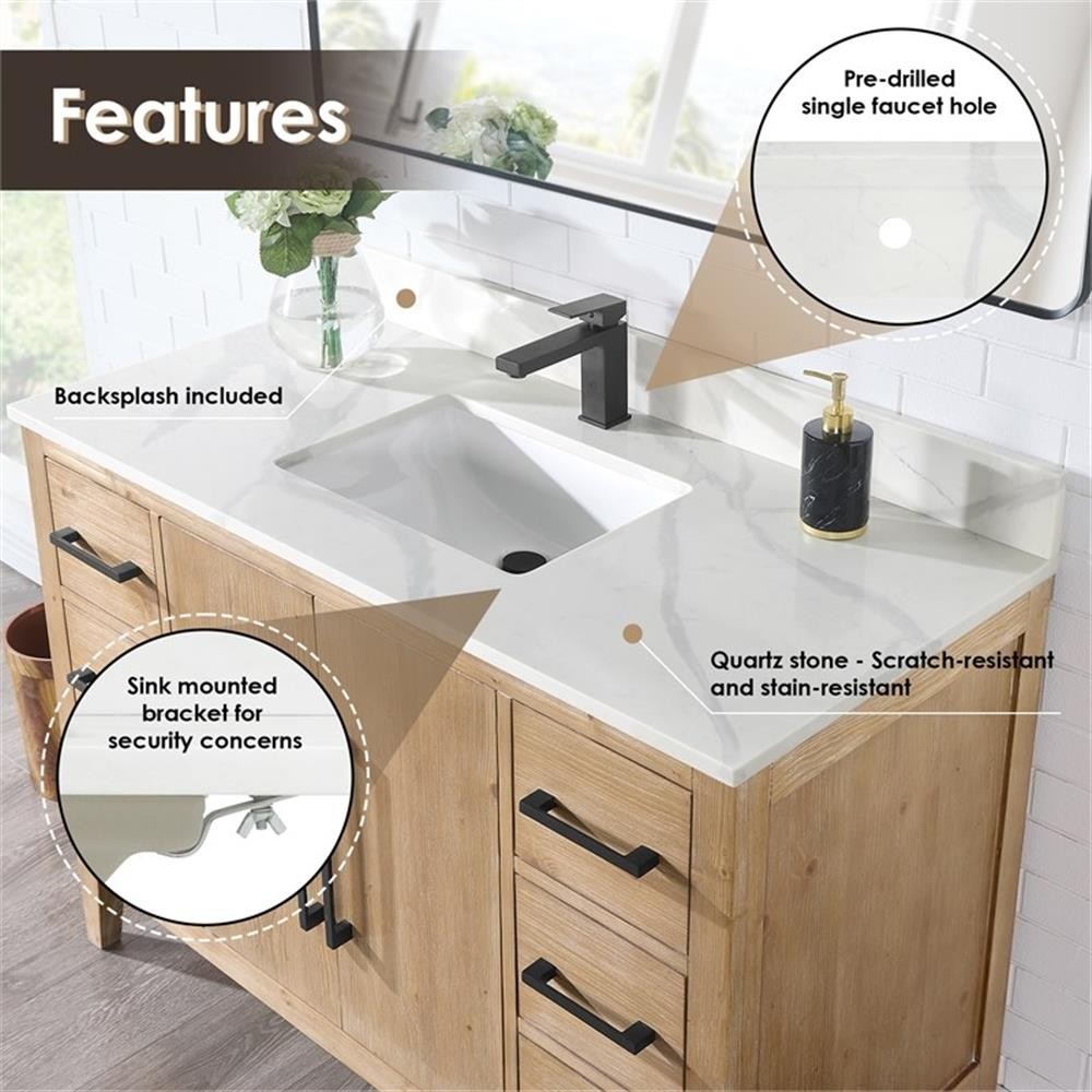 Altair Design Laurel 48″ Wood Vanity without Mirror in Weathered Fir Brown/White