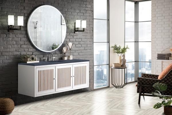 60″ James Martin Athens E645-V60S-GW-3CSP Vanity Cabinet Charcoal Soapstone Top