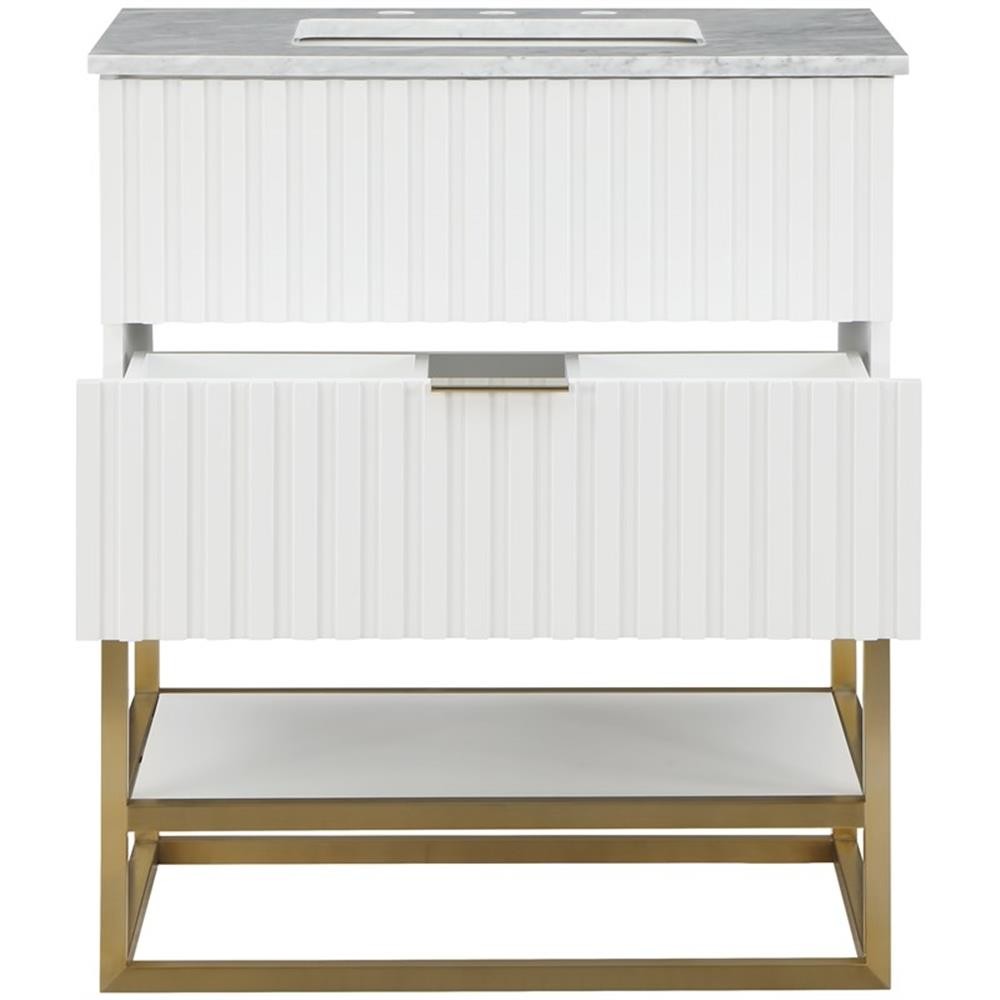 Maklaine Modern / Contemporary Rich White Finish Bathroom Vanity