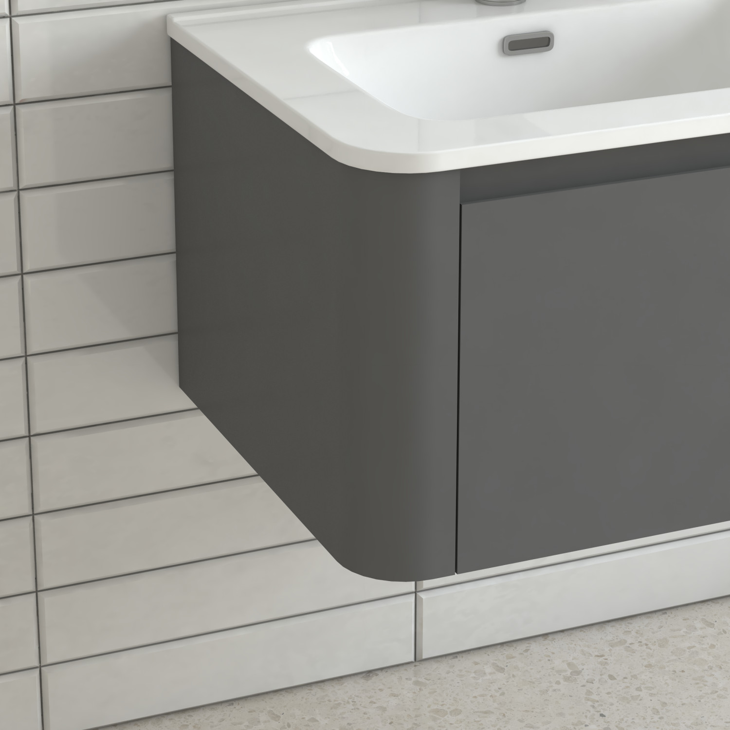 24″ Grey Floating Bathroom Vanity with White Ceramic Integrated Basin