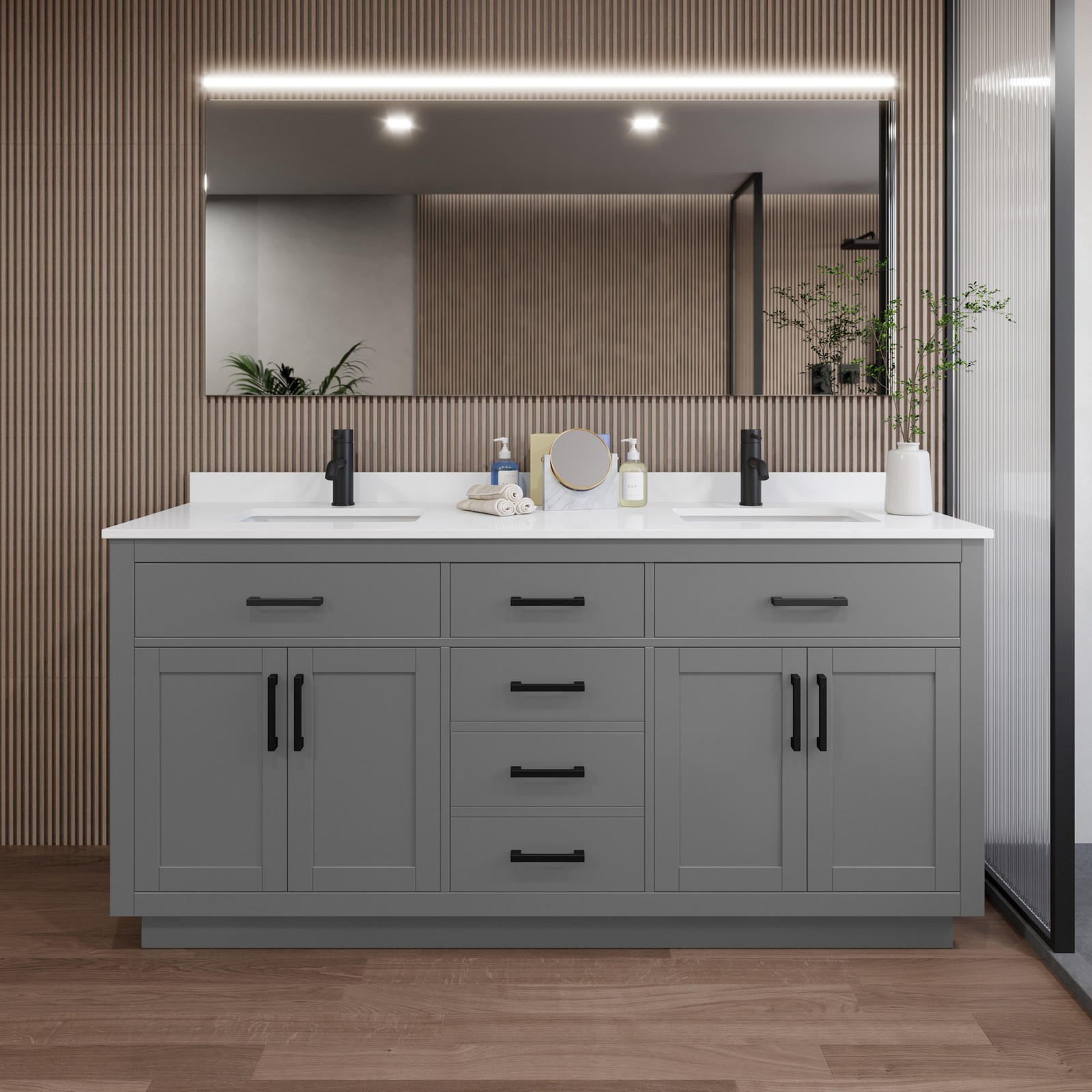 Wyndham Collection WCG262672D-QTZ-UNSMXX Beckett TK 72″ – Dark Gray / White