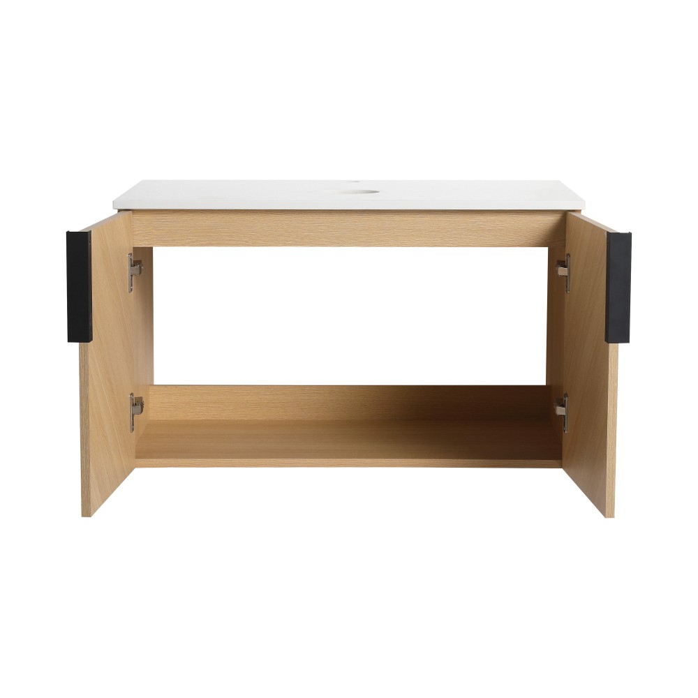 Vanity with Sink and Stone Countertop Features 2 Soft-Close Doors