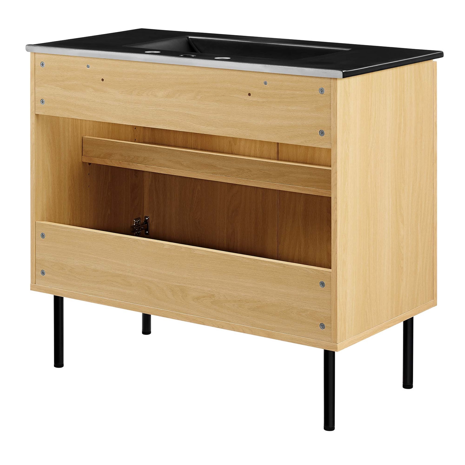 Modway Chaucer 36” Bathroom Vanity in Oak Black With Ceramic Sink Basin