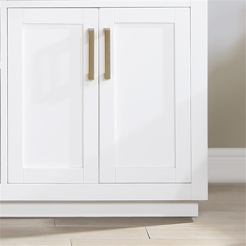 Gavino 60″ Wood Vanity in White with Grain White Composite Stone Top and Mirror