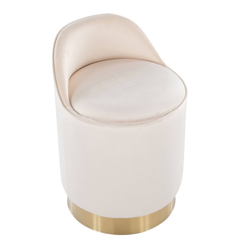 Marla Round Vanity Stool Gold/Cream Velvet Beautiful Contemporary/Glam Styling