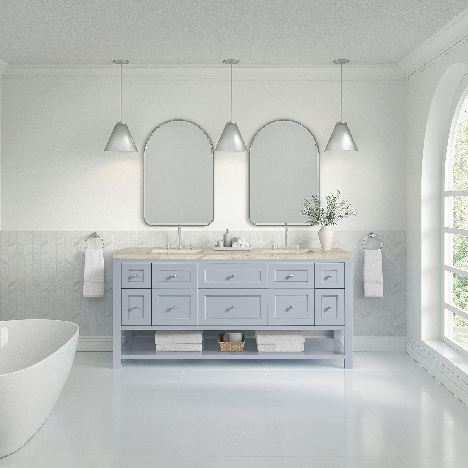 James Martin Vanities 330-V72-3TJR Breckenridge 72″ – Whitewashed Oak