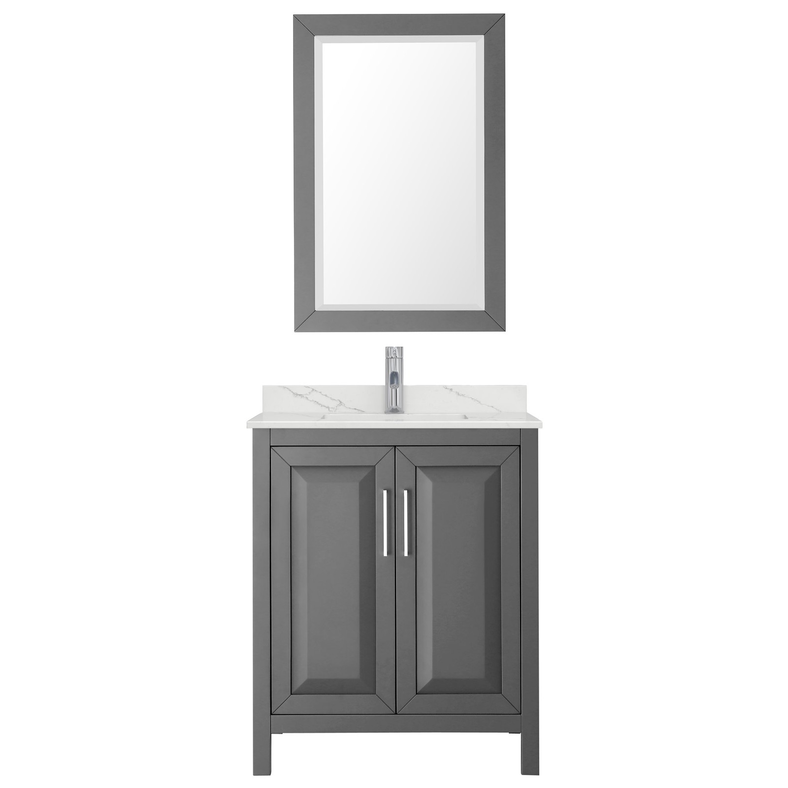 Wyndham Collection WCV252530S-QTZ-UNSM24 Daria 30″ – Dark Blue / Giotto Quartz