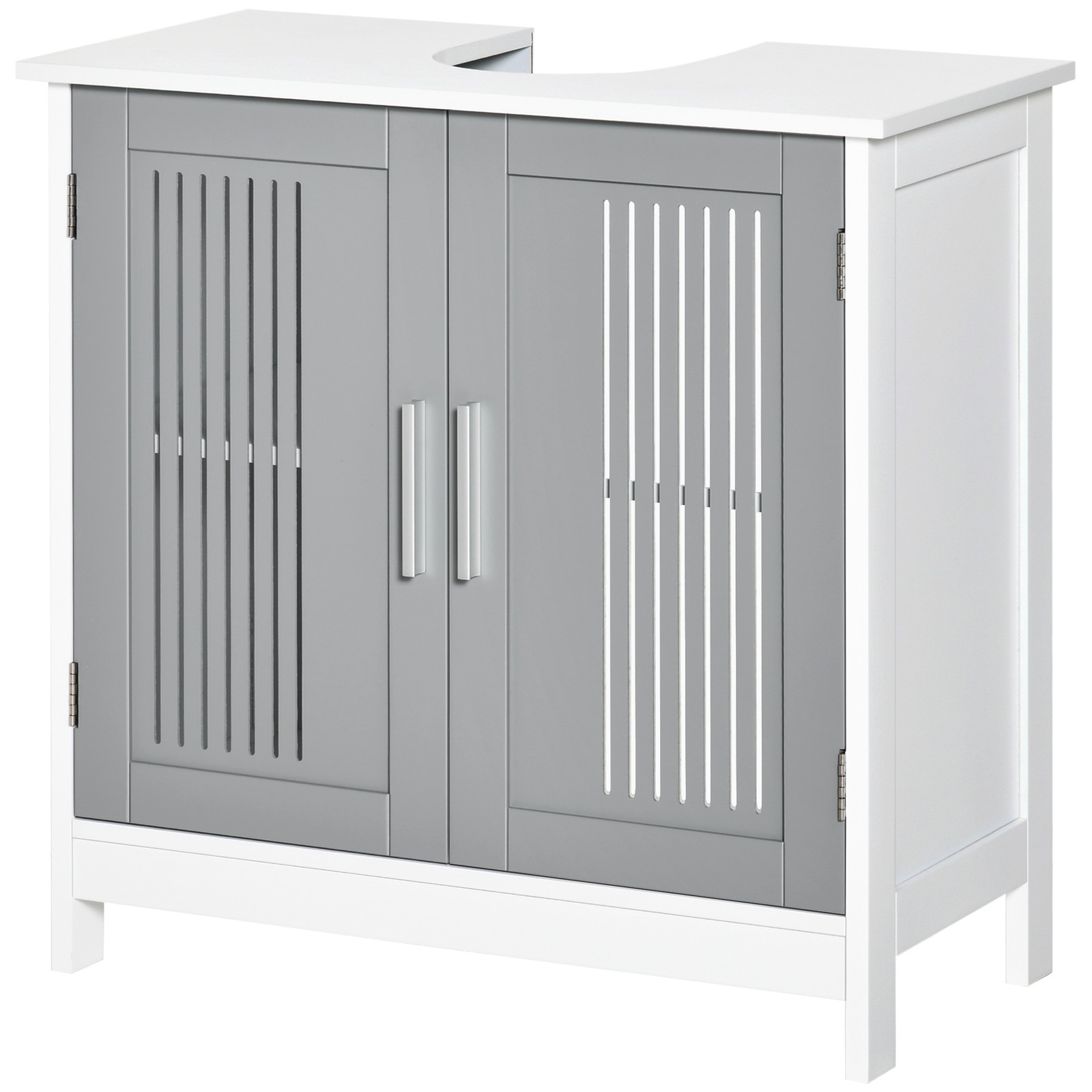 Bathroom Pedestal Under Sink Cabinet with Storage Shelf, Grey White