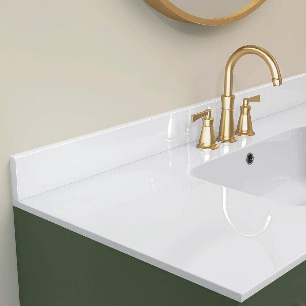 NTQ 42 in. Solid Surface Vanity Backsplash Glossy White