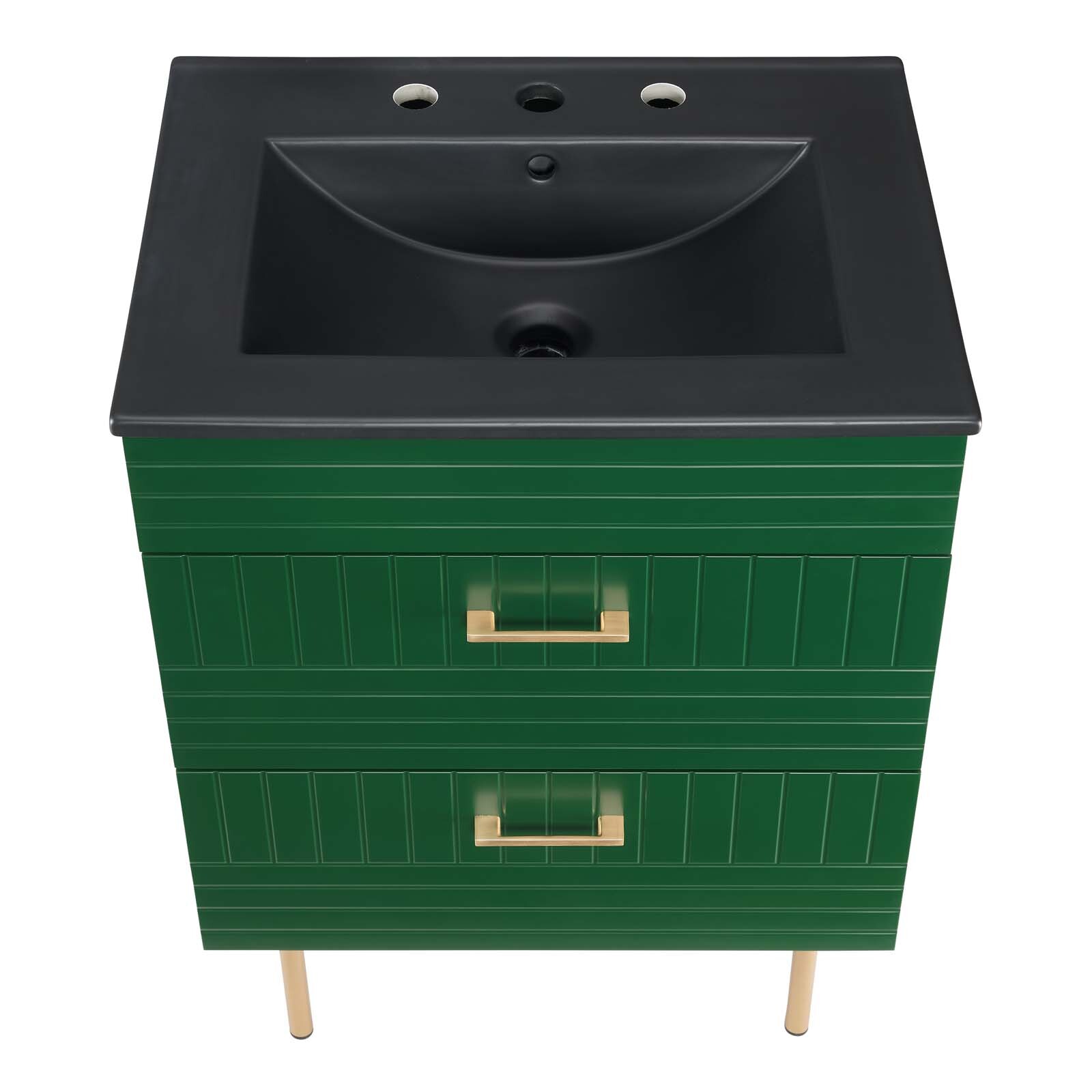 Modway Daybreak 24″ Wall-Mount Bathroom Vanity in Green Black