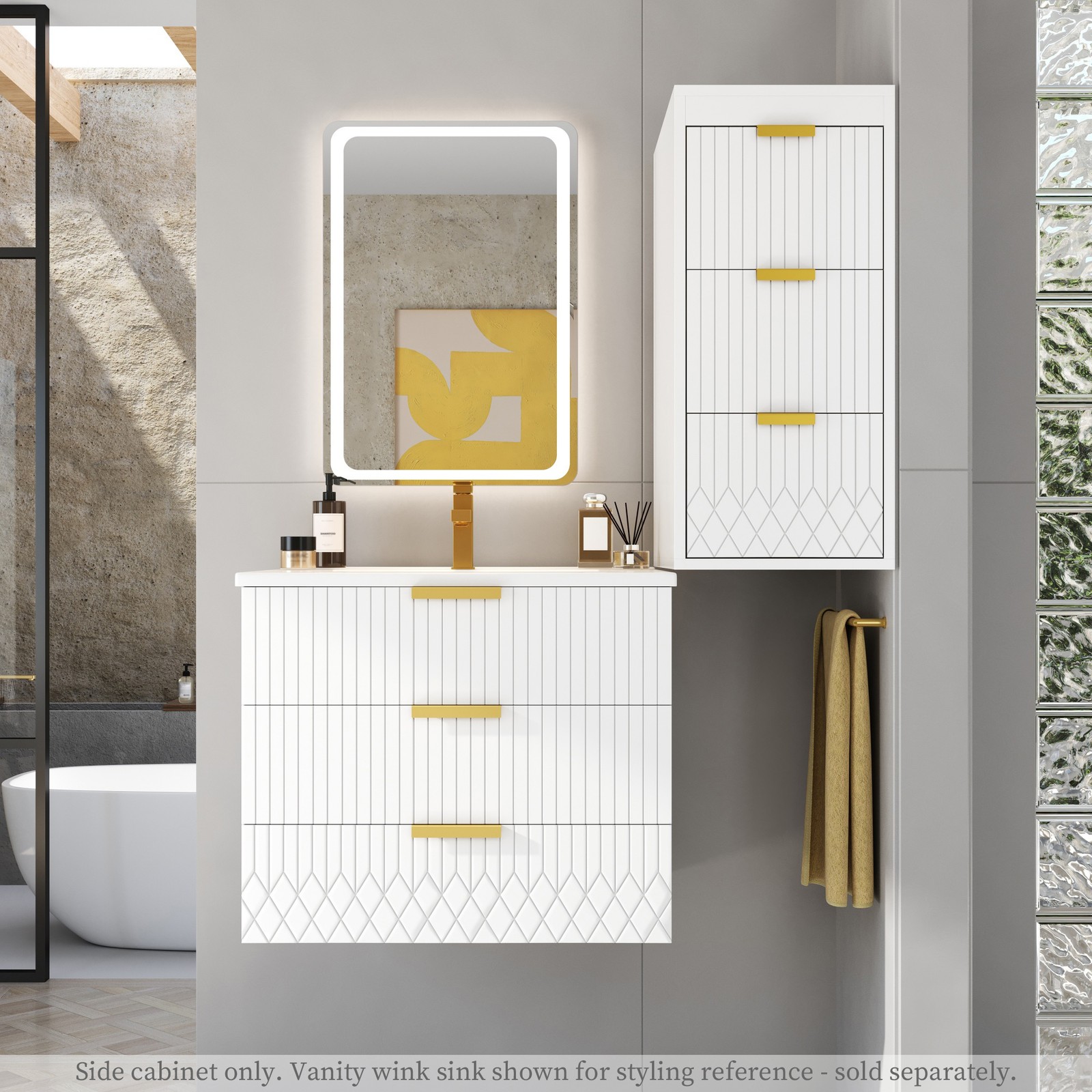 Wall Mounted Floating Cabinet 12″ with Drawers for Bathroom Living Room