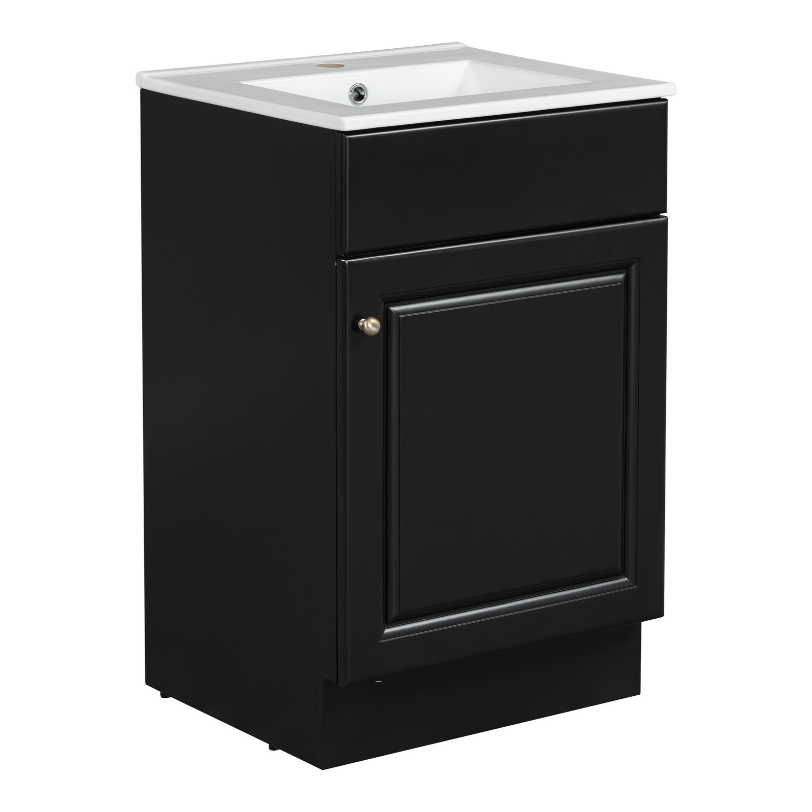 20″ Bathroom Vanity with Ceramic Sink, Black MDF Cabinet