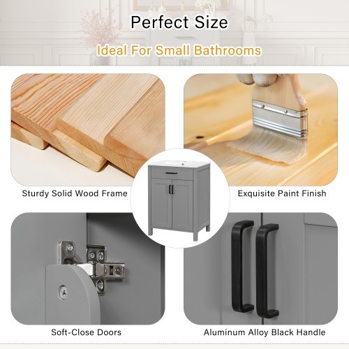 Ample Storage Bathroom Sink Vanity Solid Wood Frame 48 inch Vanity Bathroom