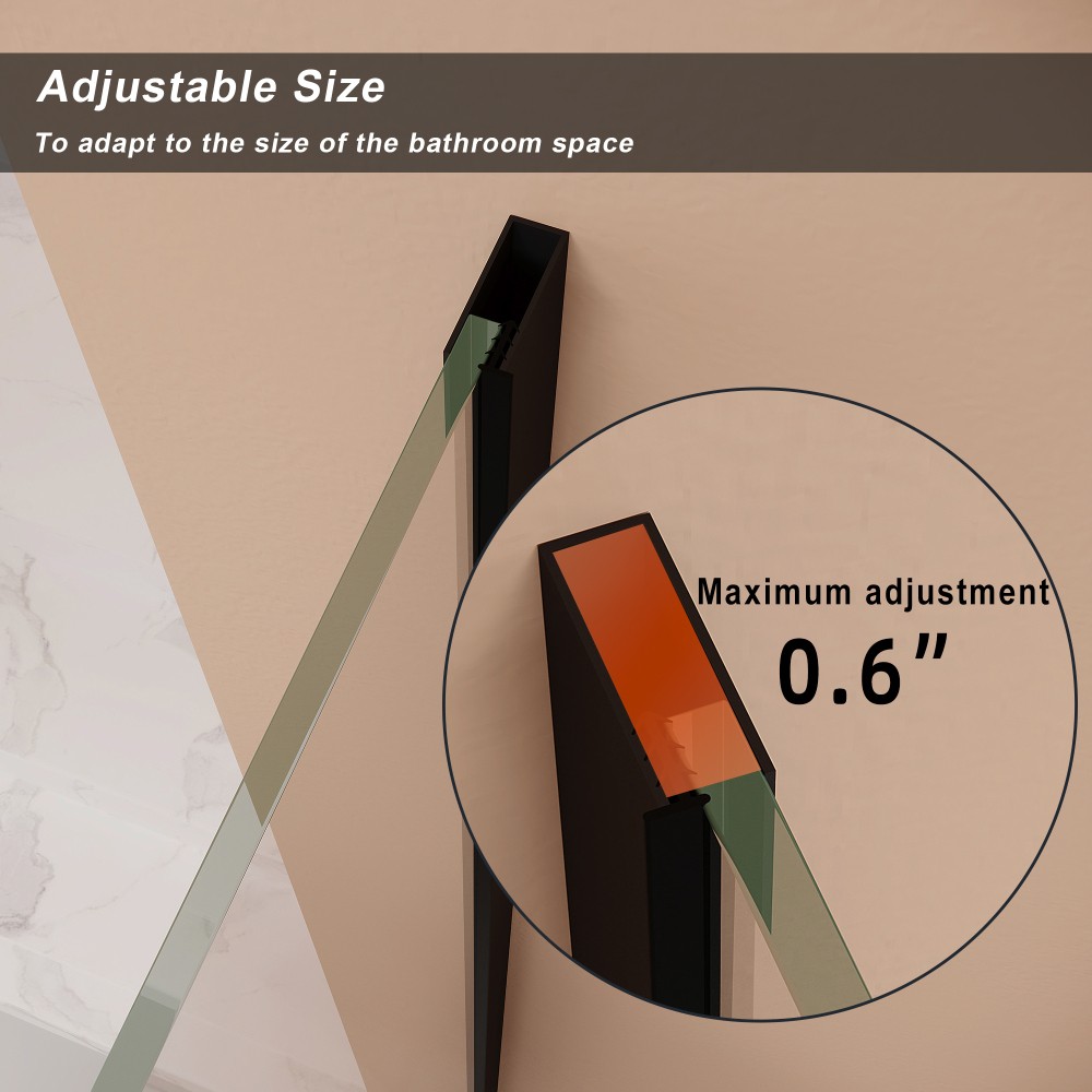 Neo Angle Shower Door Frameless Pivot 6mm Tempered Glass Matte Black