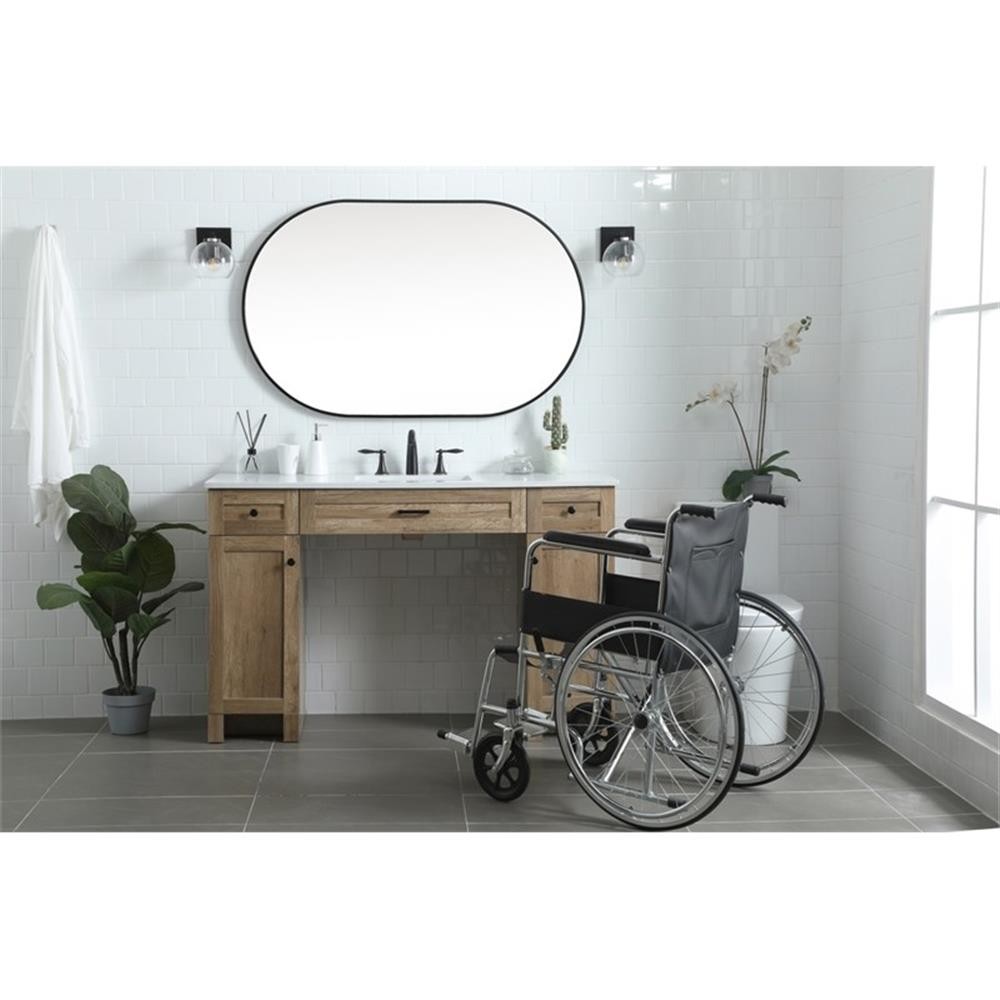 Pemberly Row Transitional 54″ Solid Wood Bathroom Vanity in Natural Oak